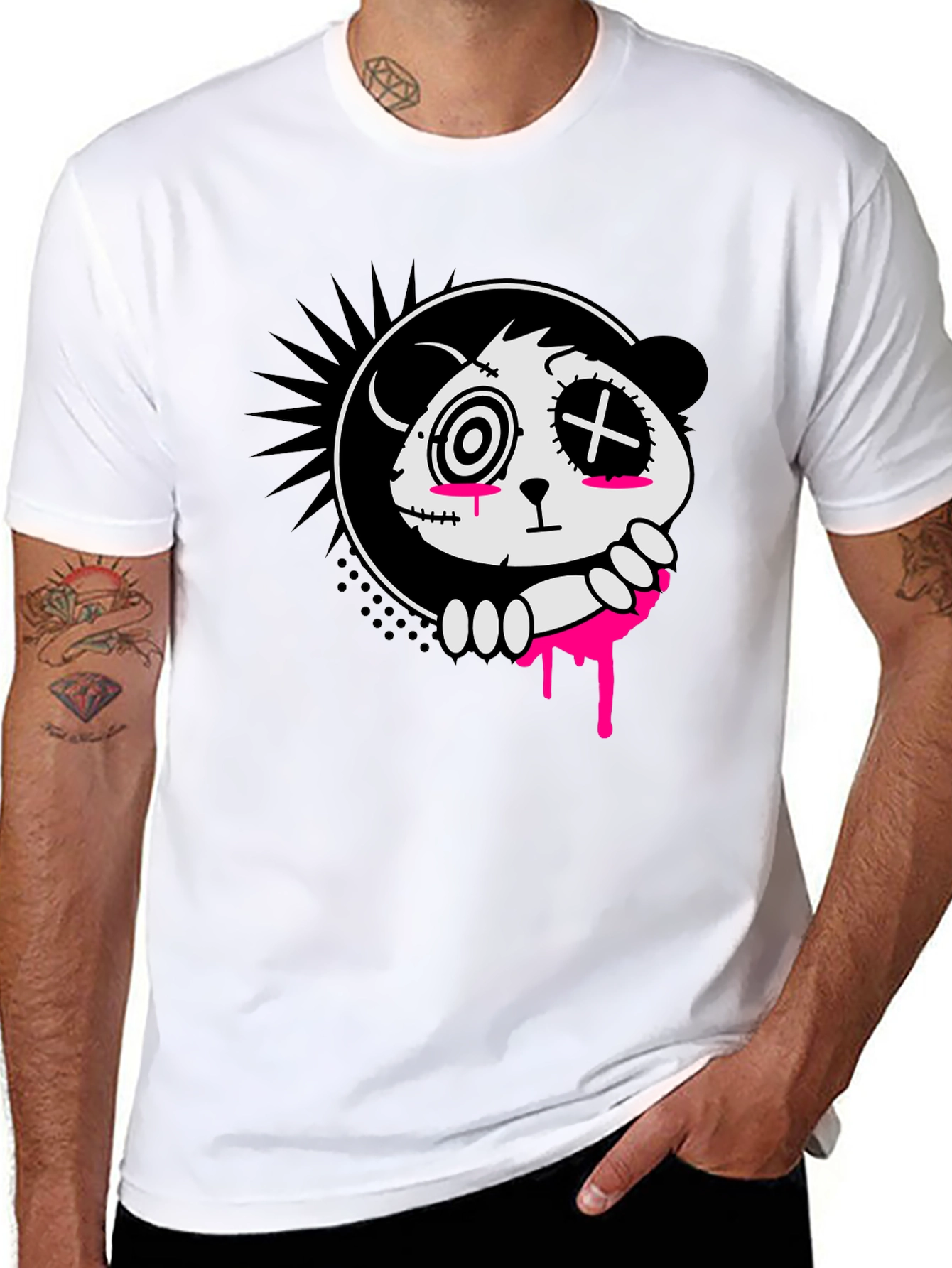 Creepy Cute Panda Graphic Tee - Black