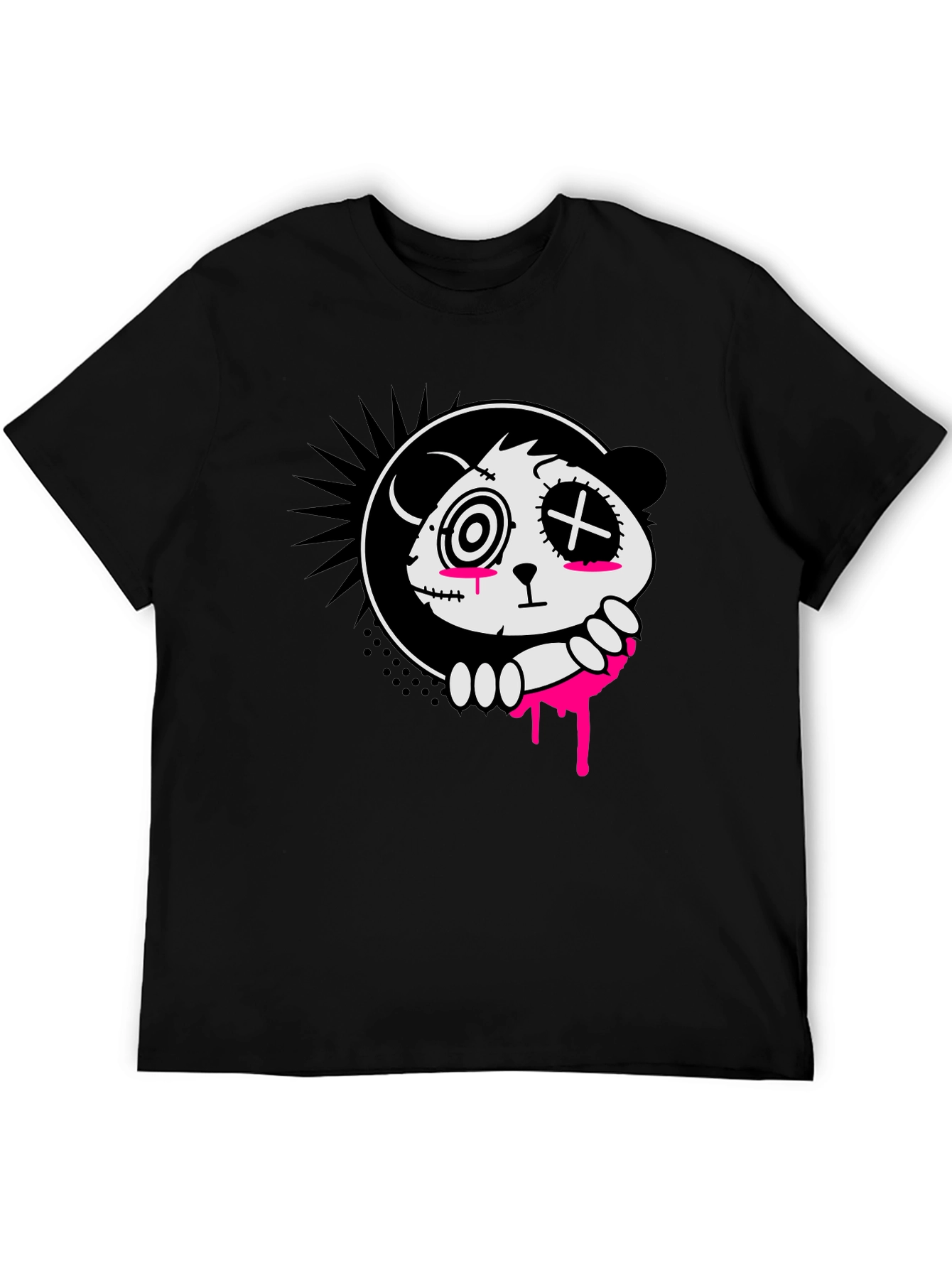 Creepy Cute Panda Graphic Tee - Black