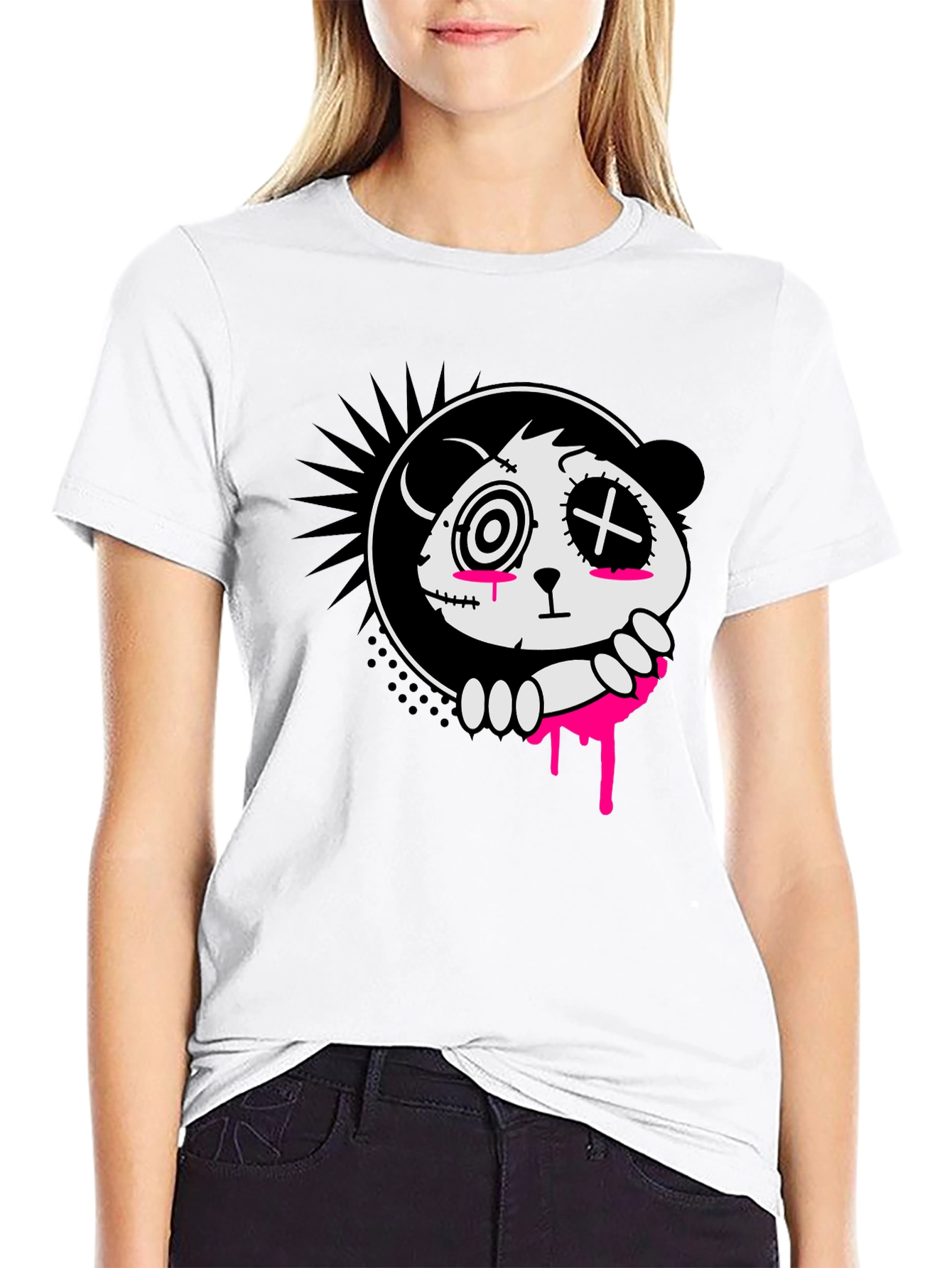 Creepy Cute Panda Graphic Tee - Black