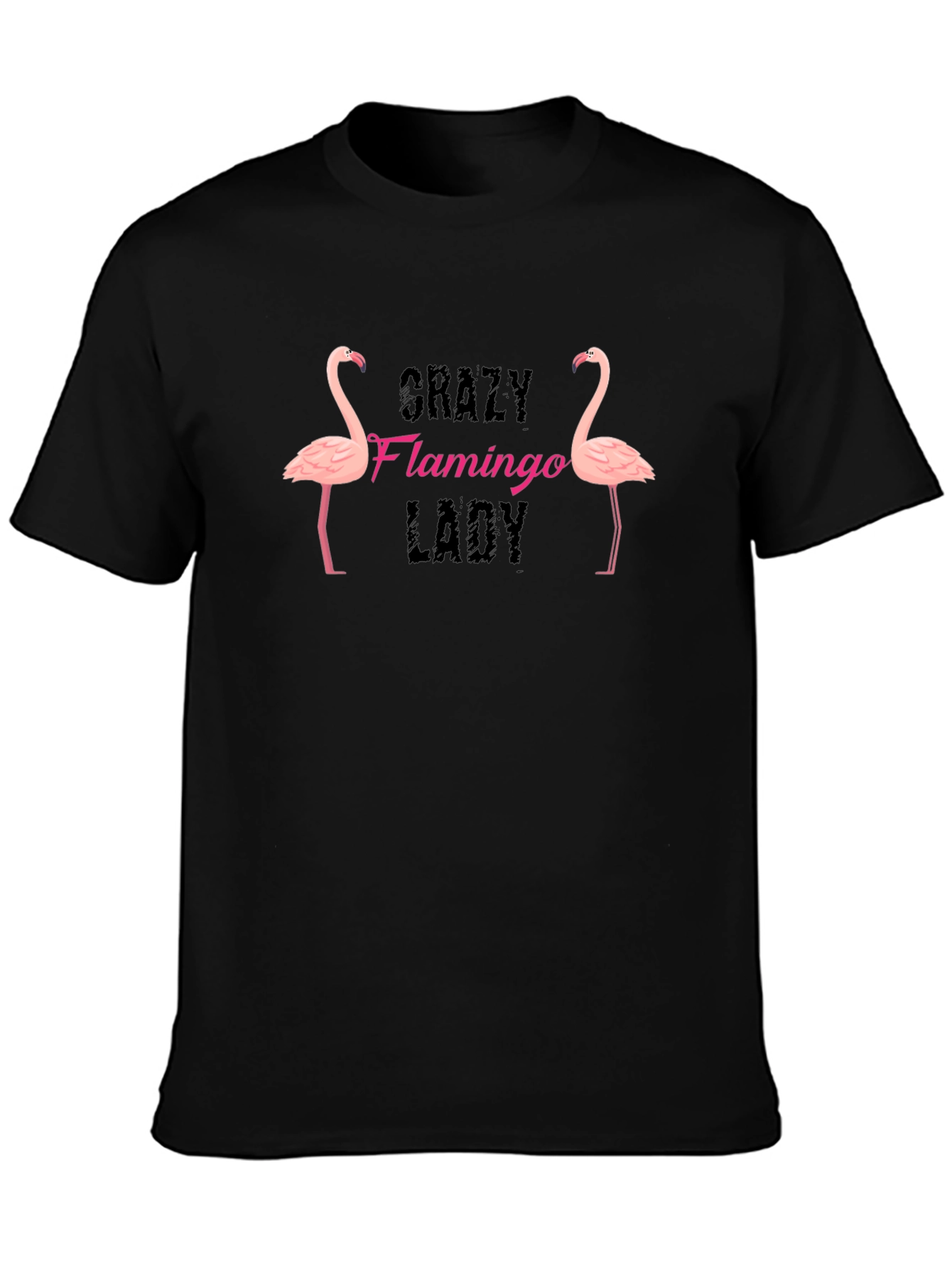 Crazy Flamingo Lady Graphic T-Shirt