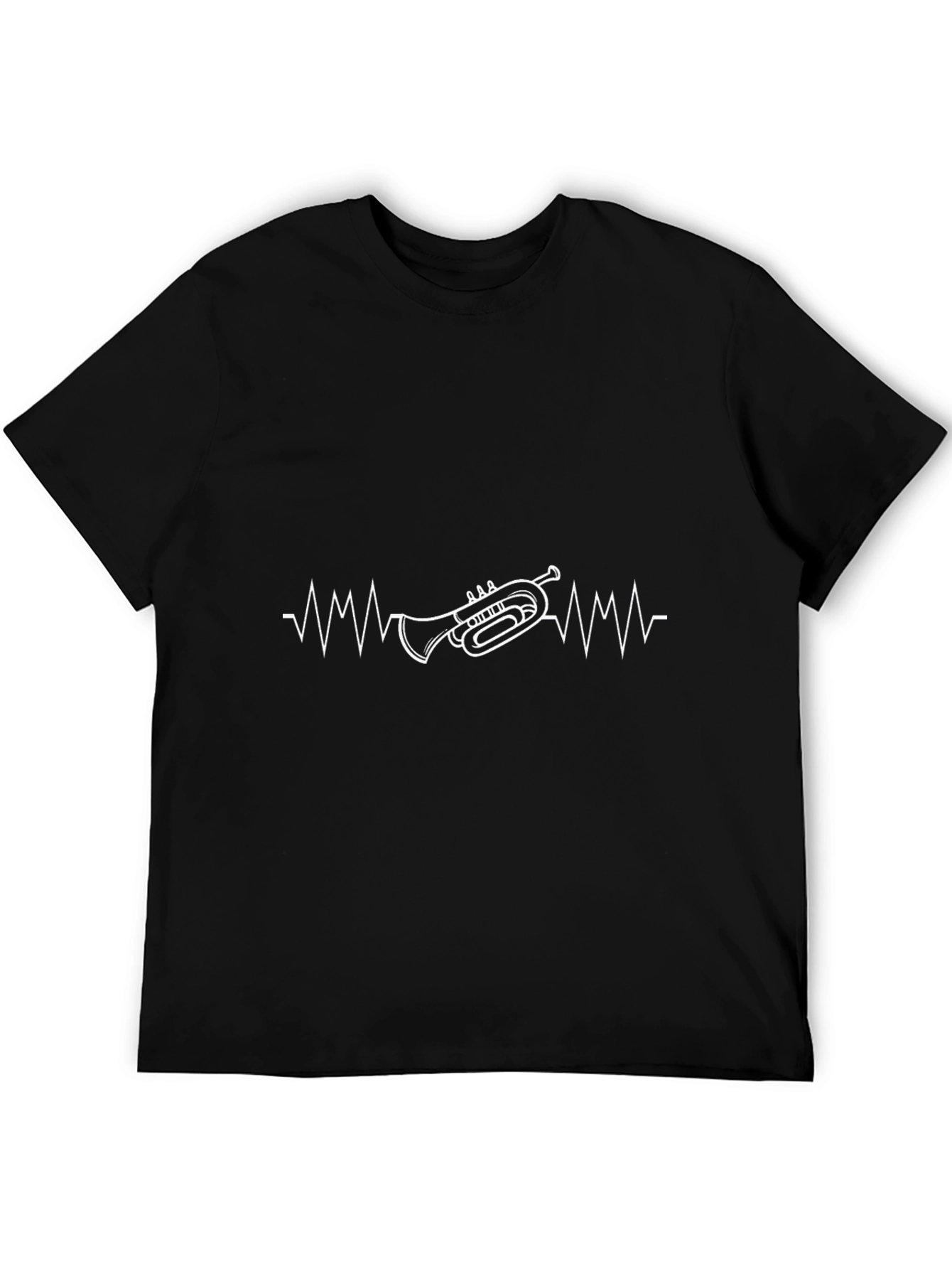 Trumpet Heartbeat Graphic Tee - Black Casual T-Shirt