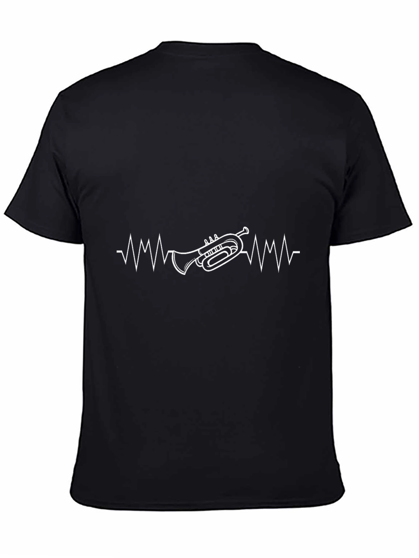 Trumpet Heartbeat Graphic Tee - Black Casual T-Shirt