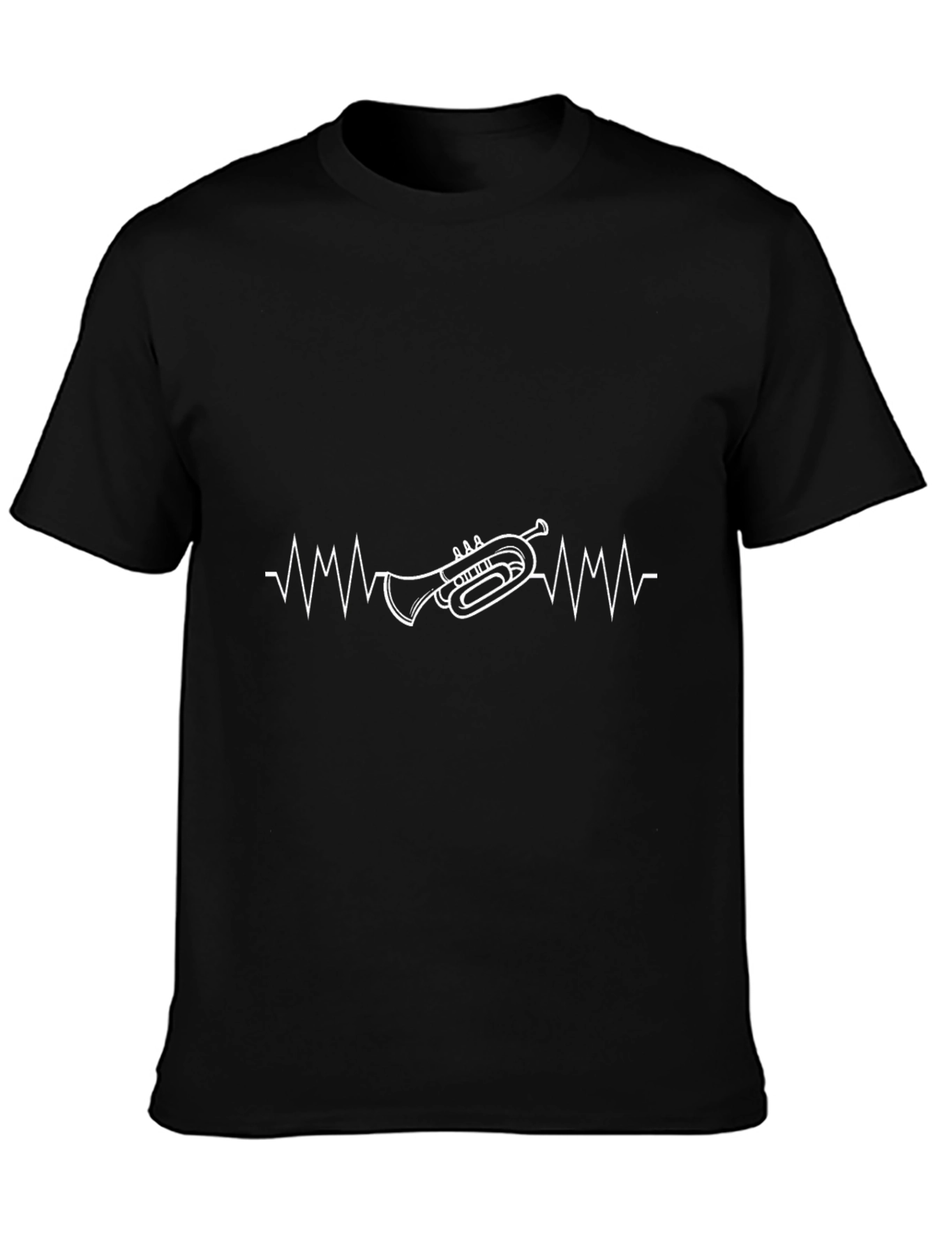 Trumpet Heartbeat Graphic Tee - Black Casual T-Shirt