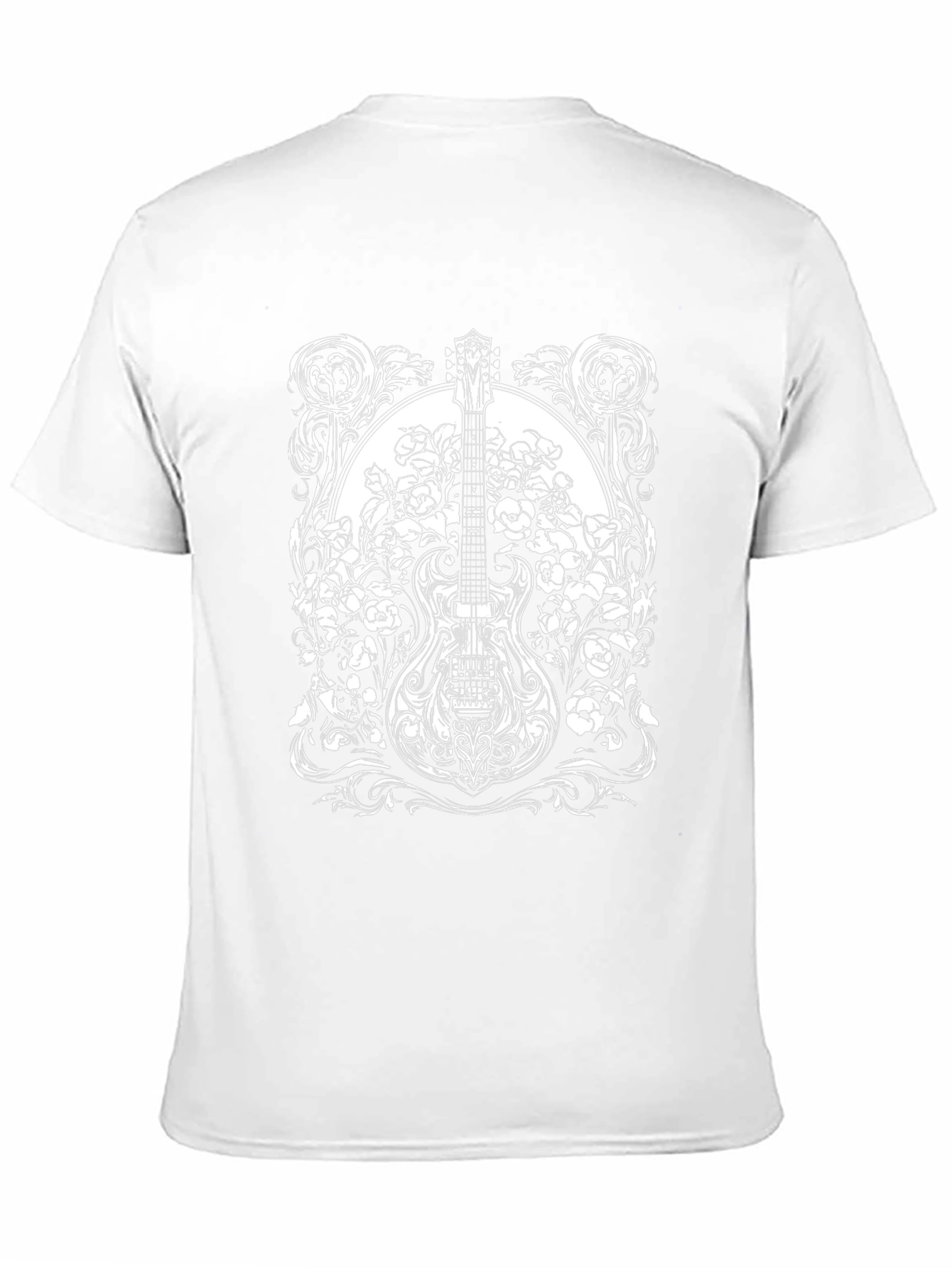 Guitar Floral Graphic Tee - Black Cotton Blend
