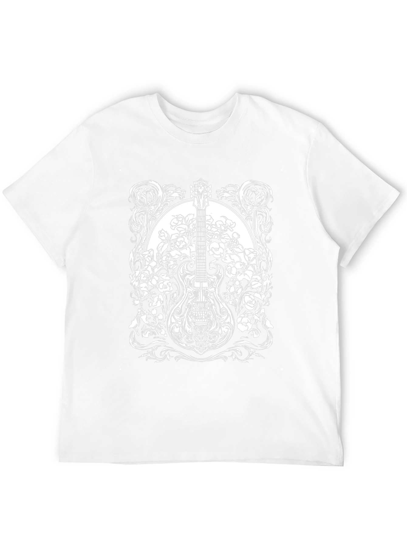 Guitar Floral Graphic Tee - Black Cotton Blend