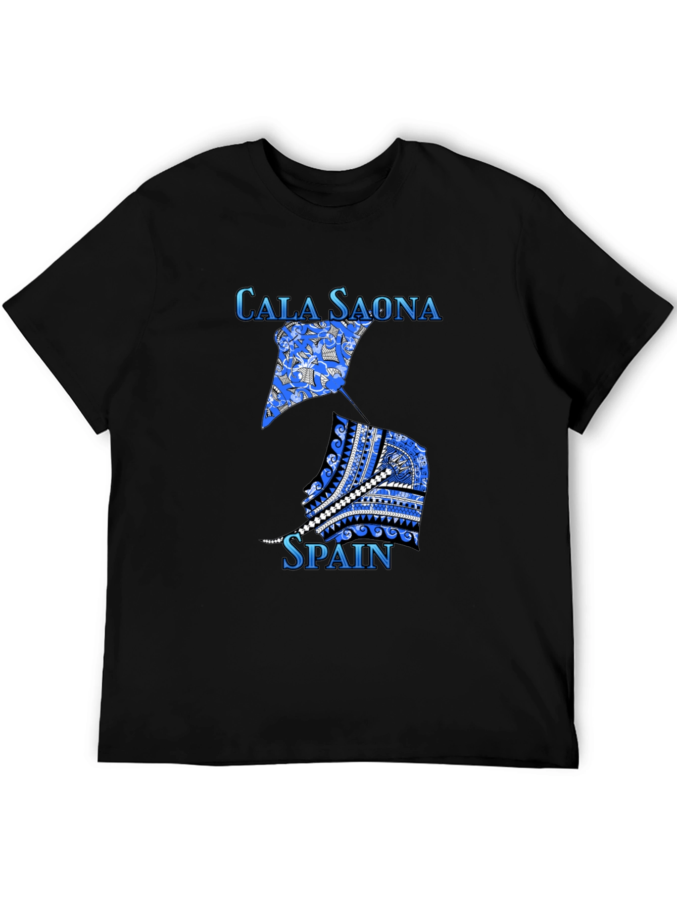 Cala Saona Spain T-Shirt: Unique Blue Graphic Tee