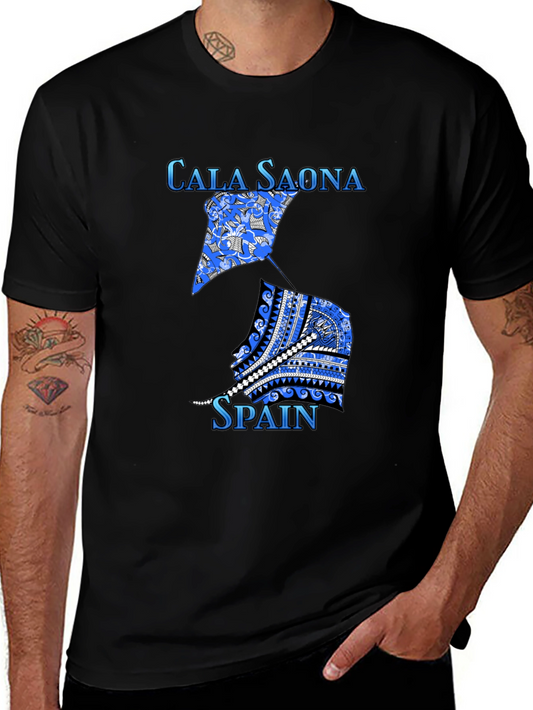 Cala Saona Spain T-Shirt: Unique Blue Graphic Tee