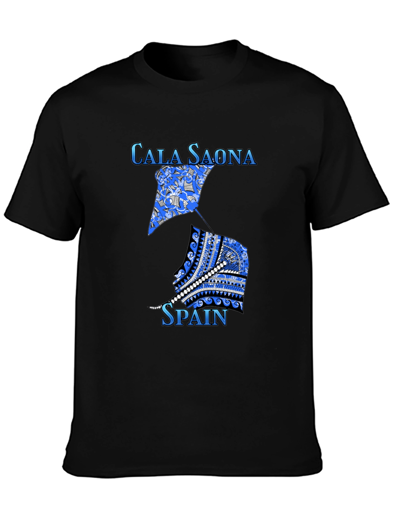 Cala Saona Spain T-Shirt: Unique Blue Graphic Tee