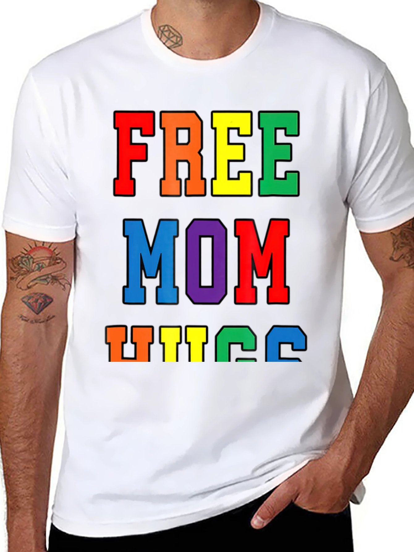 Free Mom Hugs Pride T-Shirt LGBTQ+ Rainbow