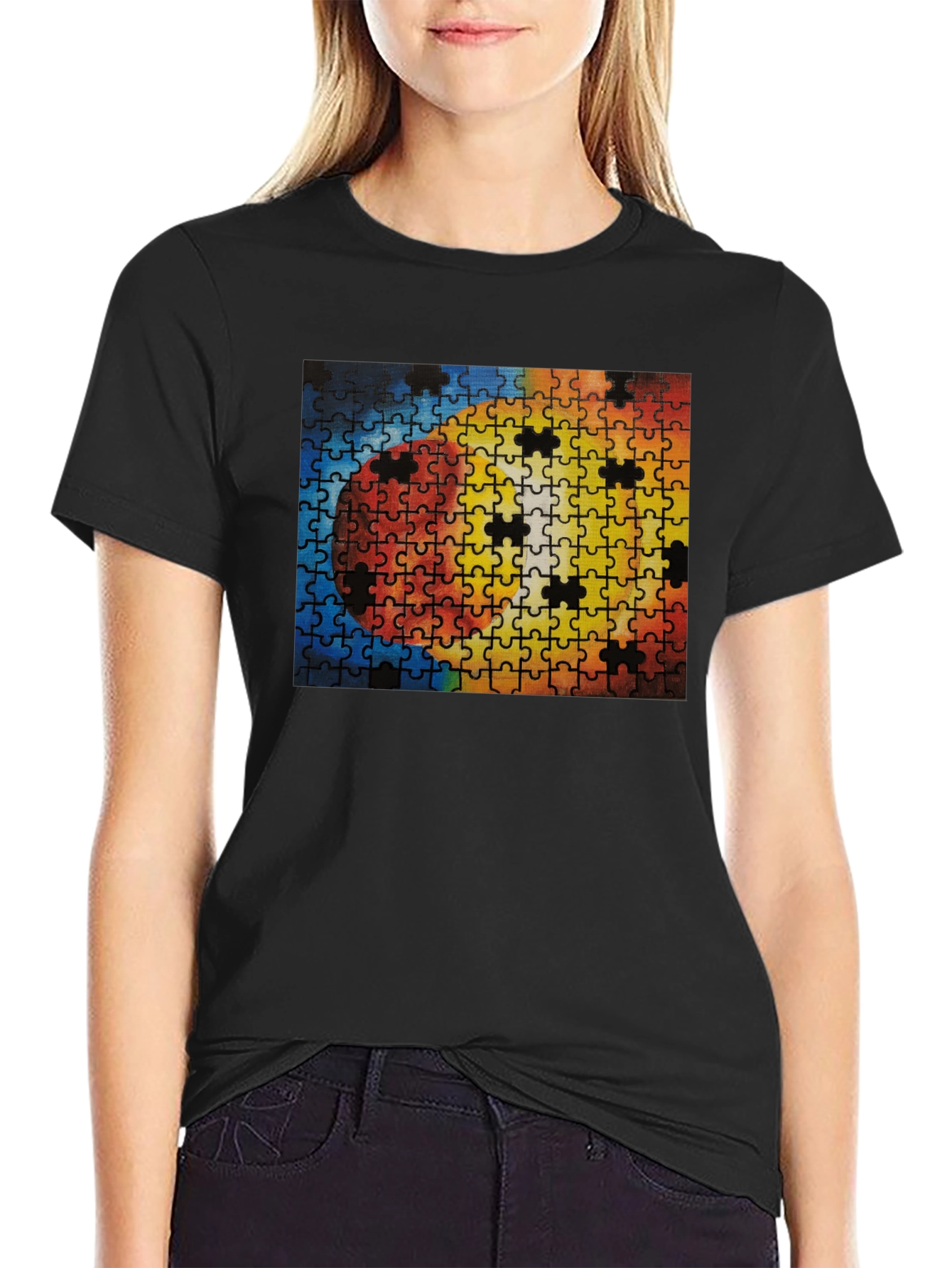 Puzzle Print Tee - Unique Design