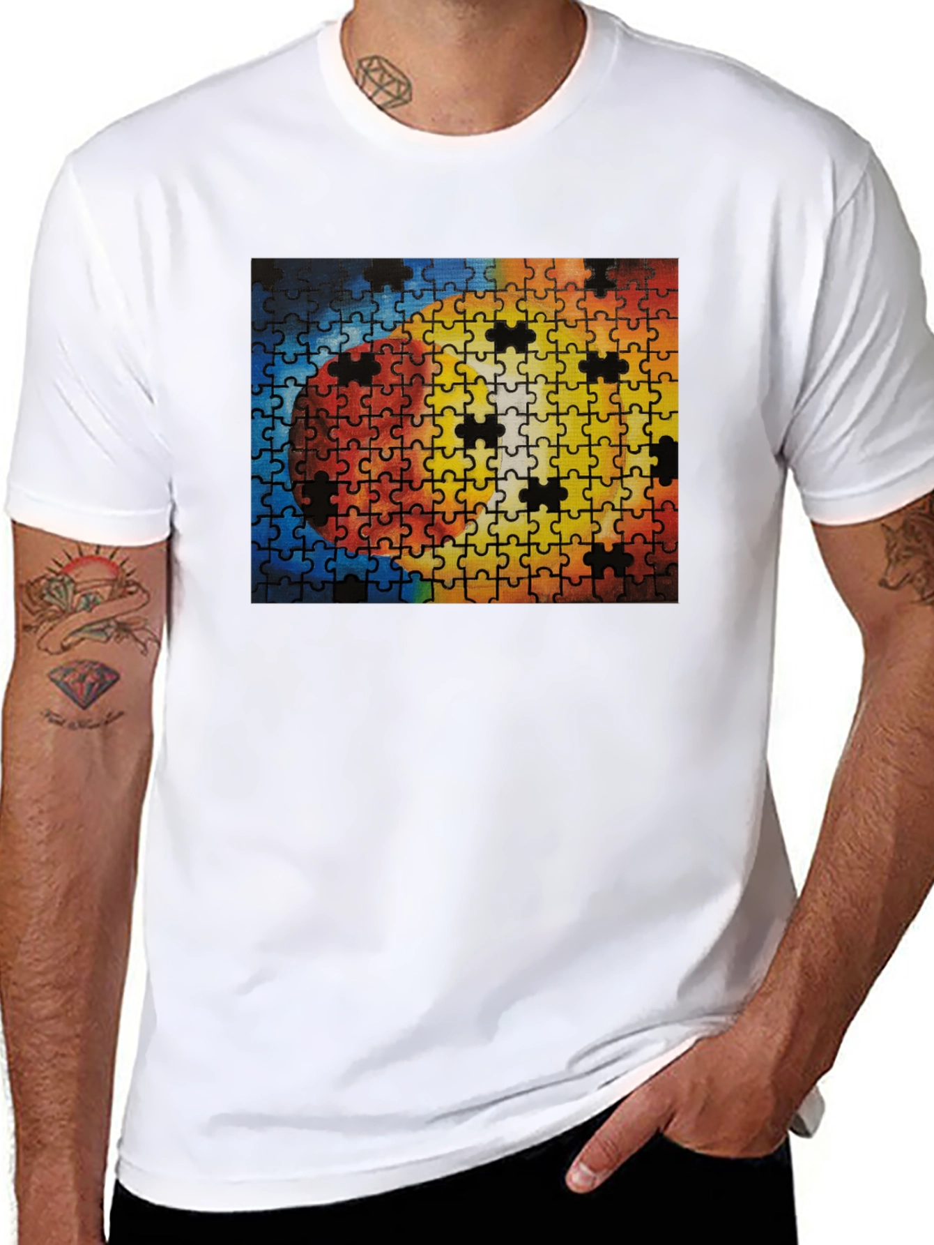 Puzzle Print Tee - Unique Design