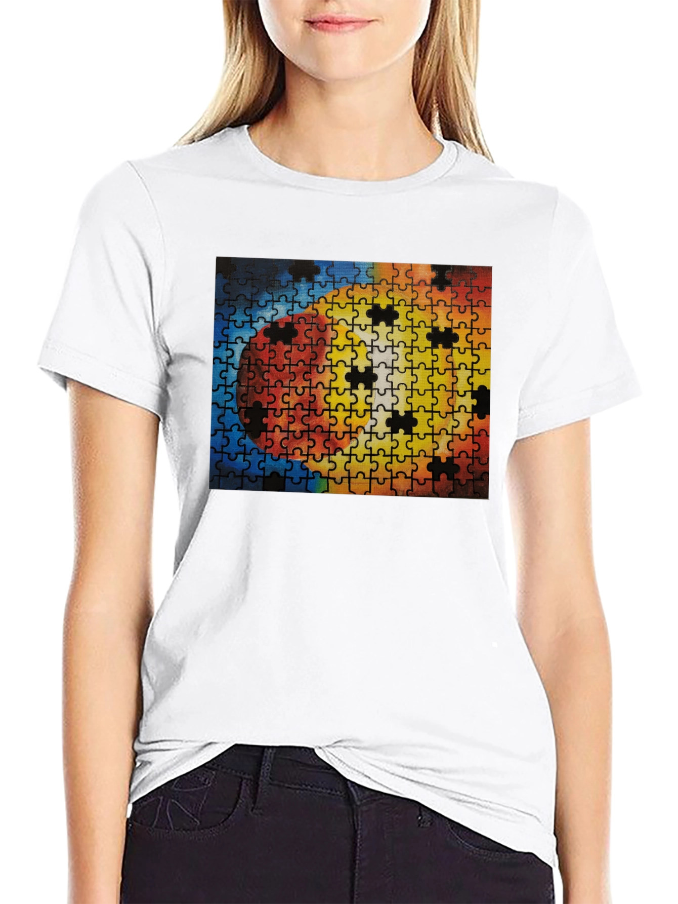 Puzzle Print Tee - Unique Design