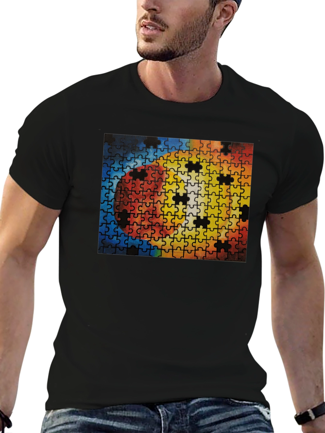 Puzzle Print Tee - Unique Design
