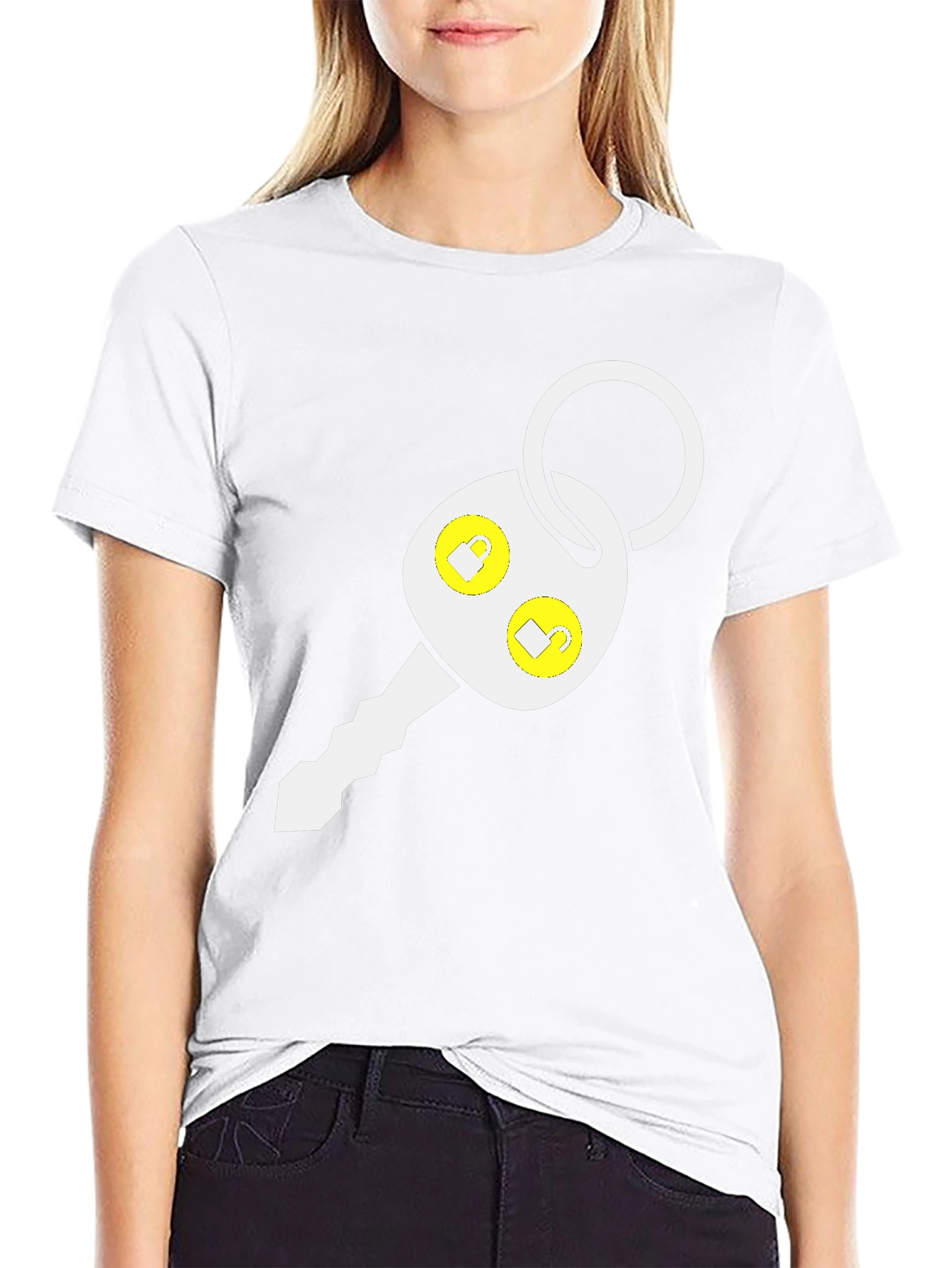 Car Key Graphic Tee - Black Cotton Blend T-Shirt