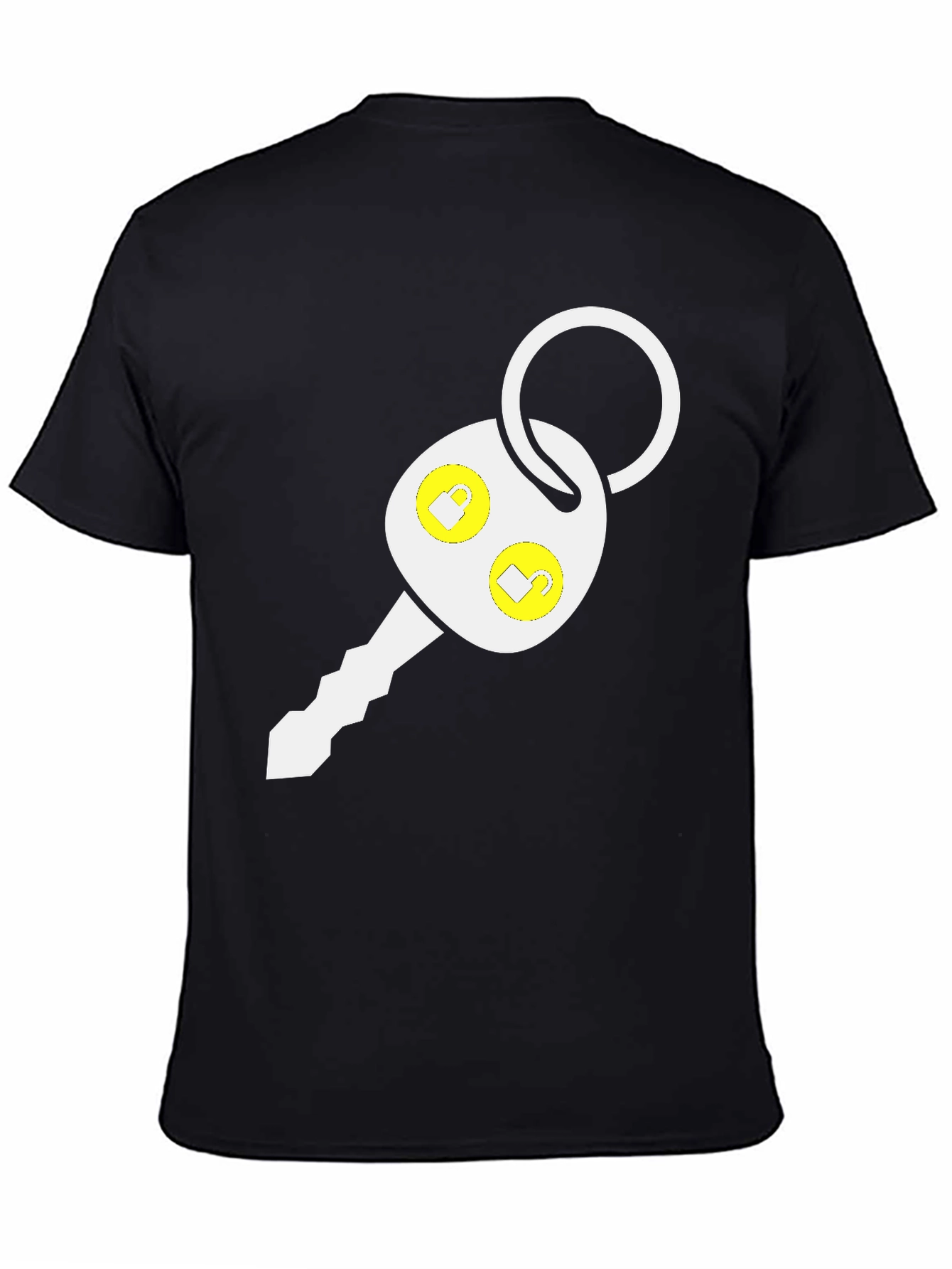 Car Key Graphic Tee - Black Cotton Blend T-Shirt