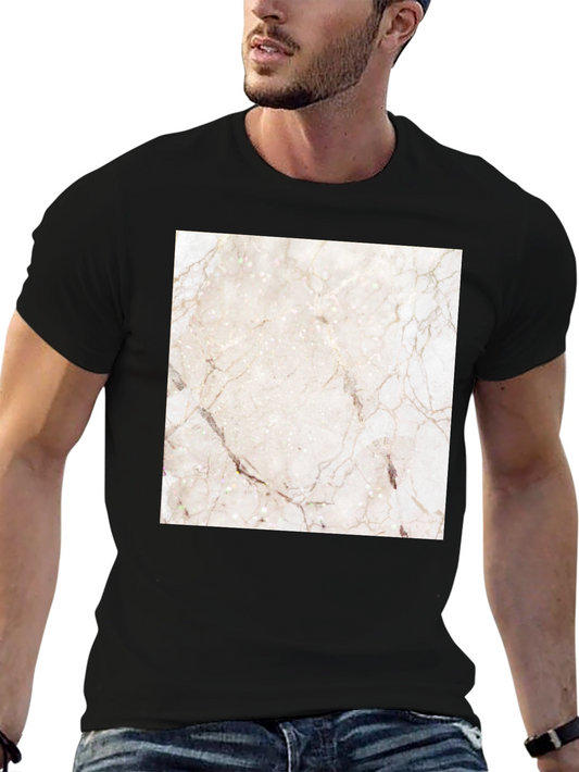 Marble Graphic Print Black Casual T-Shirt
