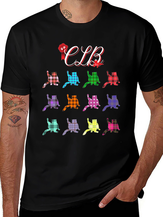 Colorful Plaid Cat Lover T-Shirt