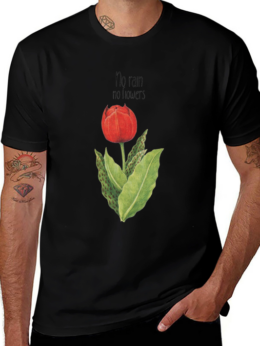 Floral Graphic Tee - No Rain No Flowers T-Shirt