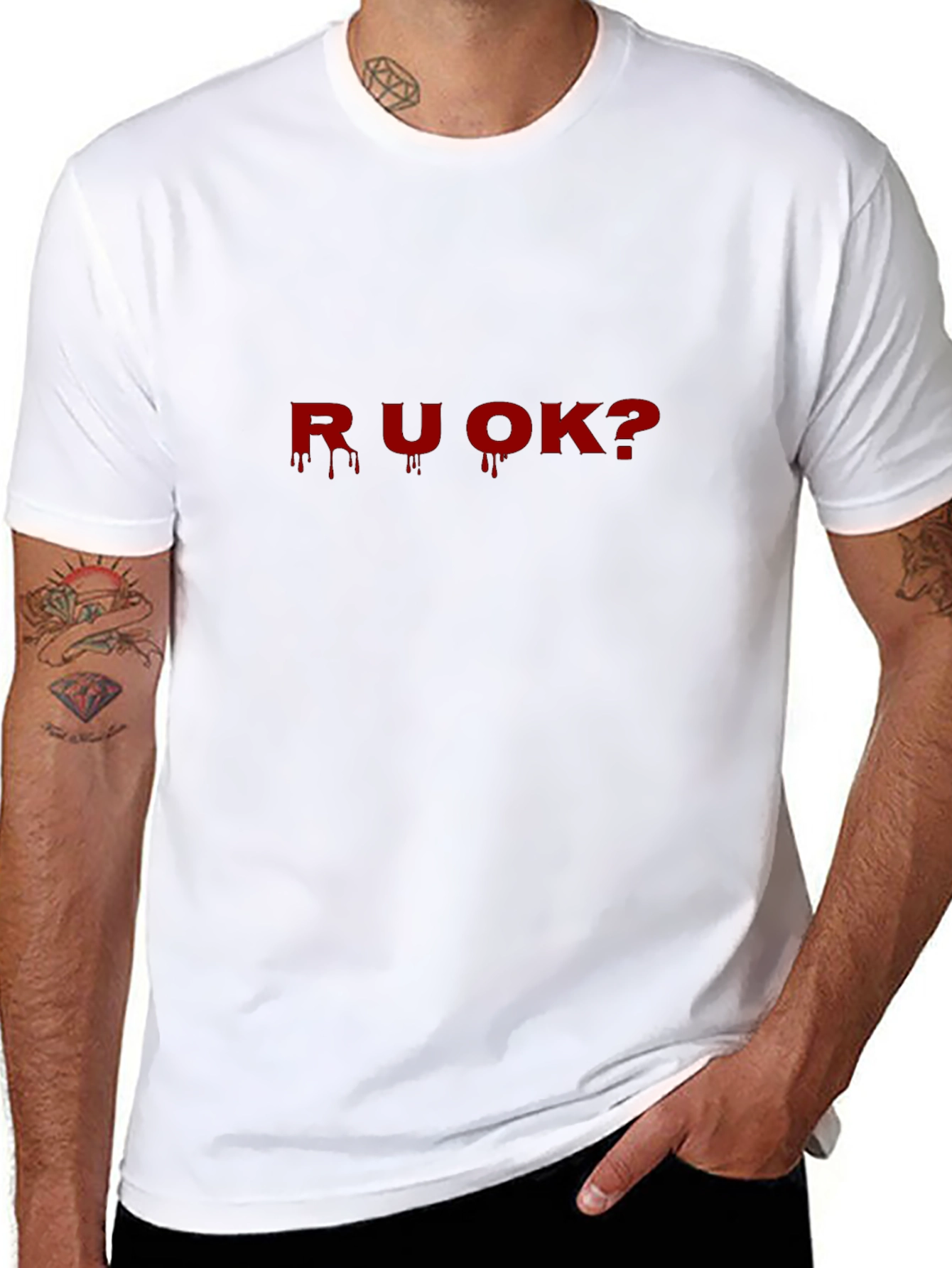 R U OK? Graphic Print T-Shirt