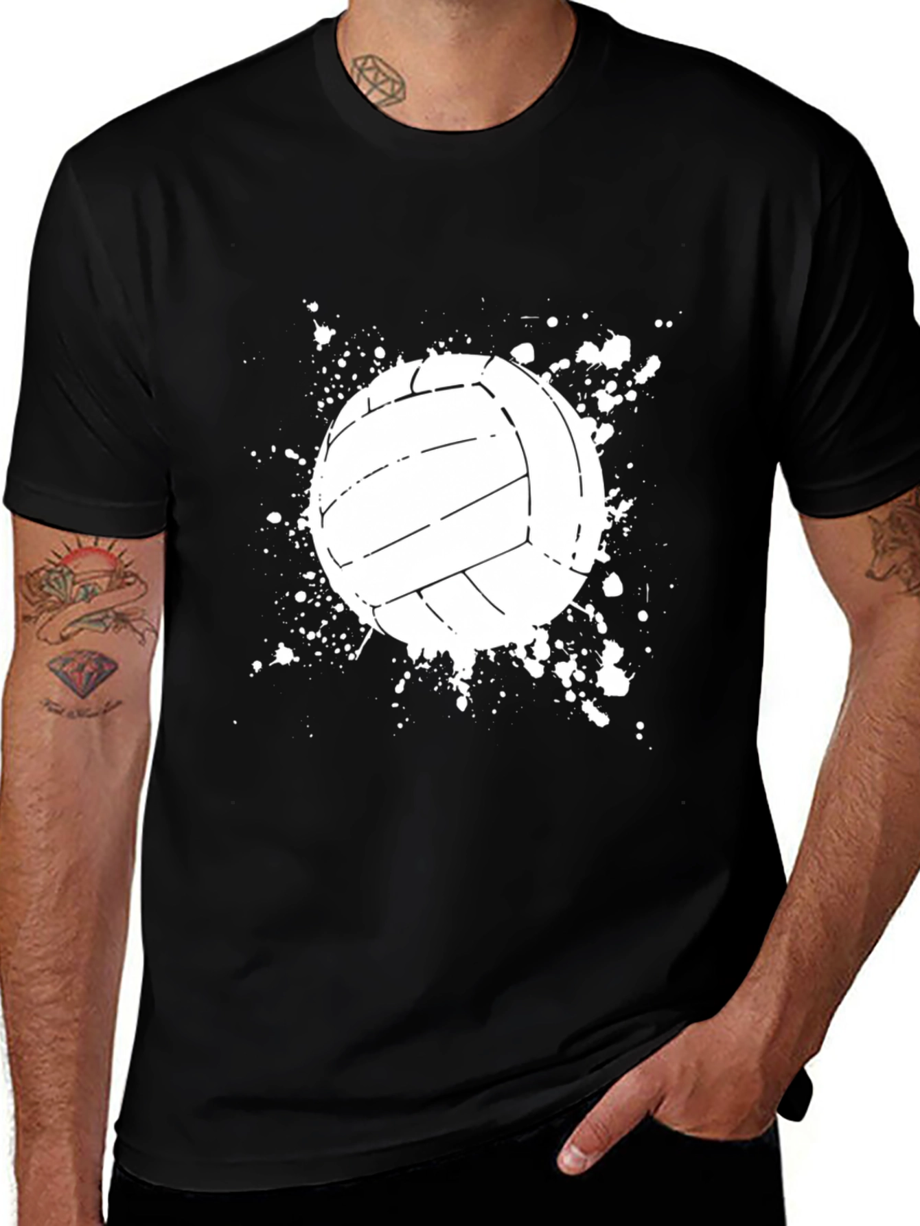 Volleyball Splash Graphic Tee - Black