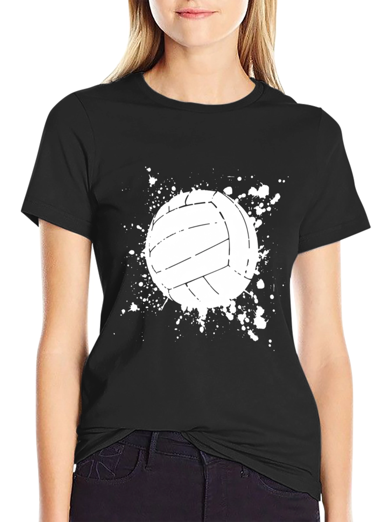 Volleyball Splash Graphic Tee - Black