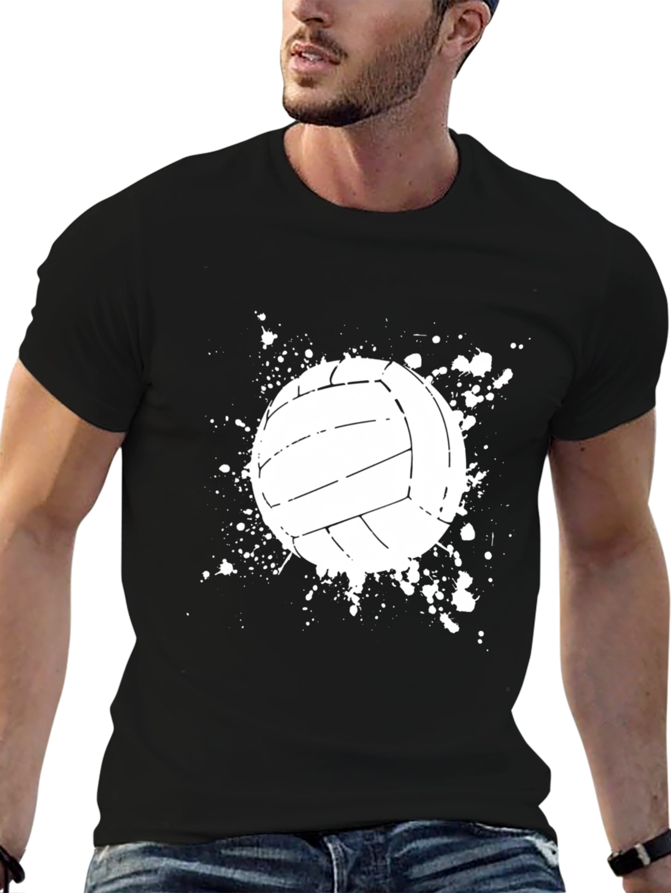 Volleyball Splash Graphic Tee - Black