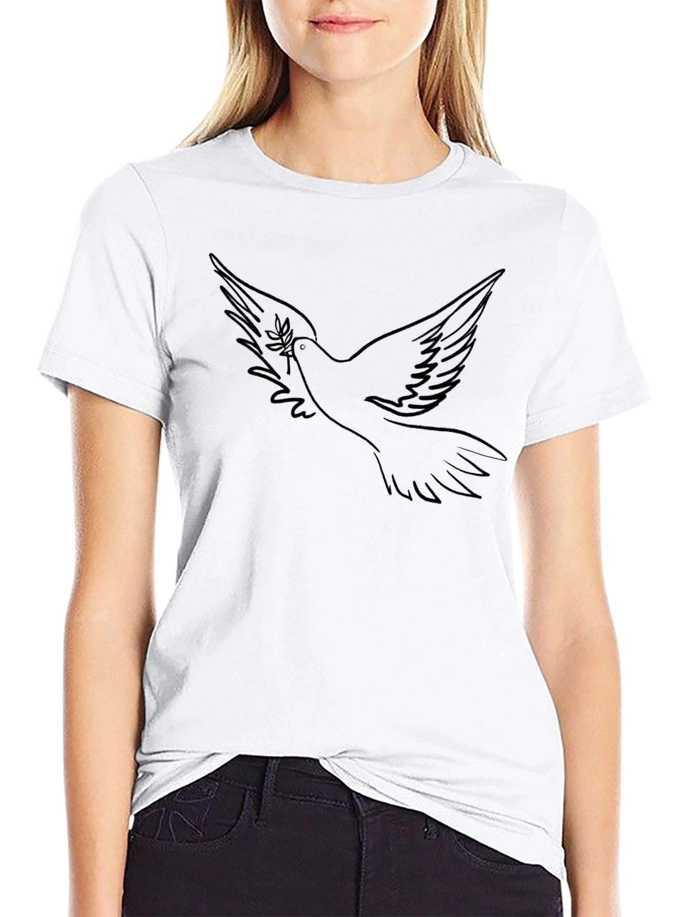 Dove Olive Branch Graphic Black T-Shirt