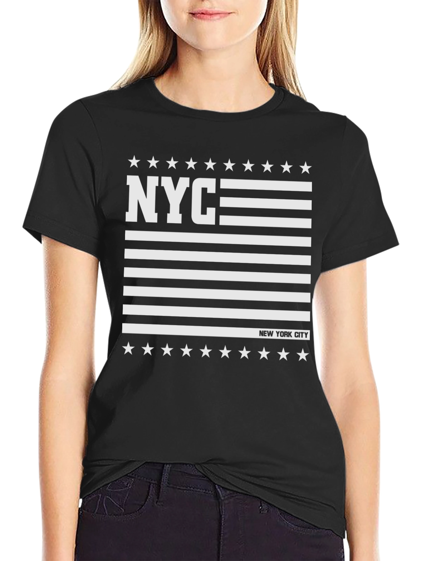 NYC American Flag Style Graphic T-Shirt