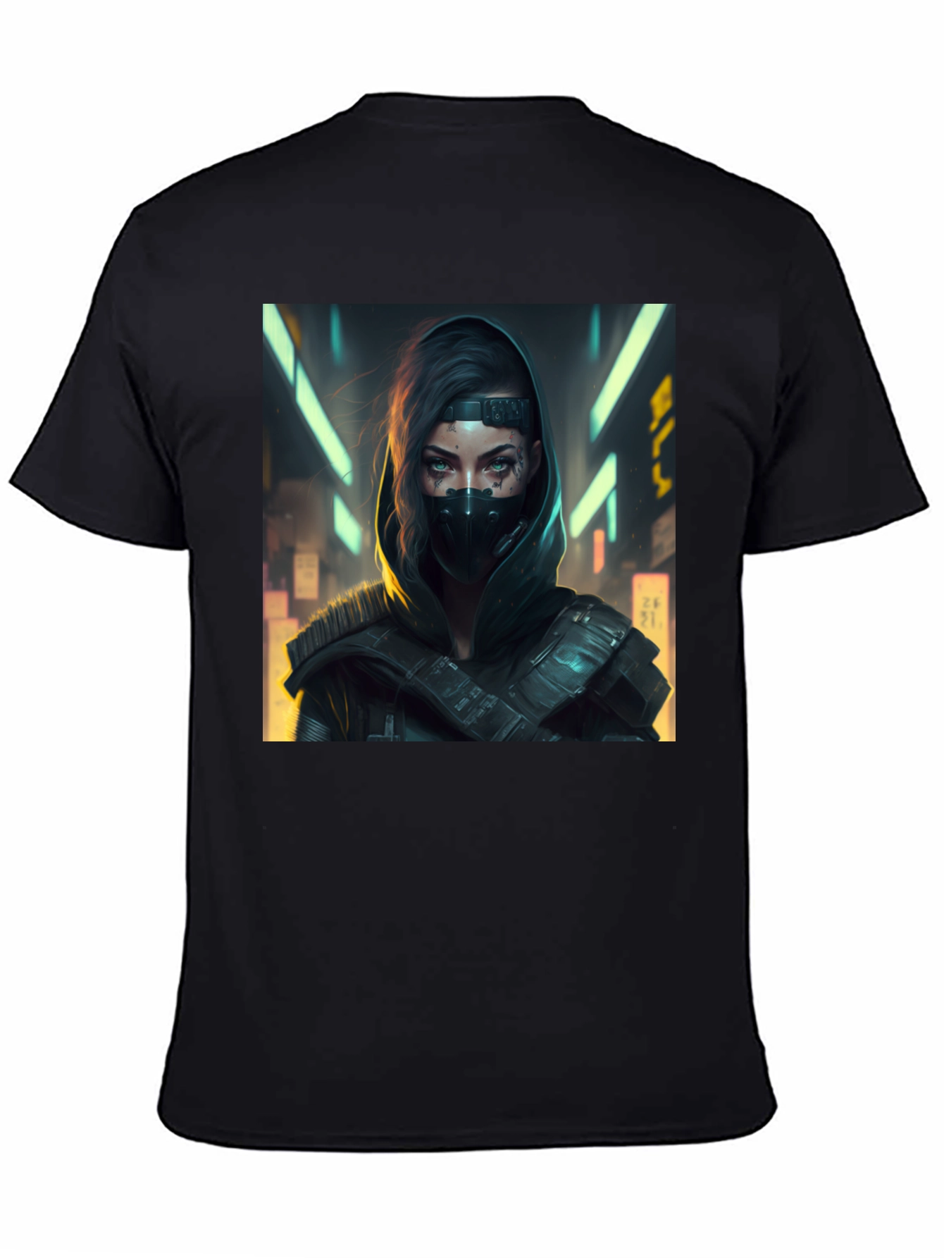 Cyberpunk Woman Graphic Black T-Shirt