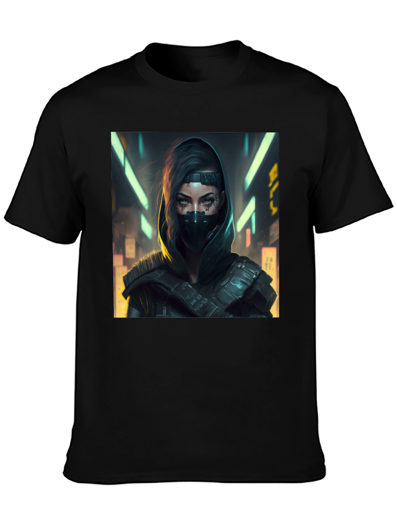 Cyberpunk Woman Graphic Black T-Shirt