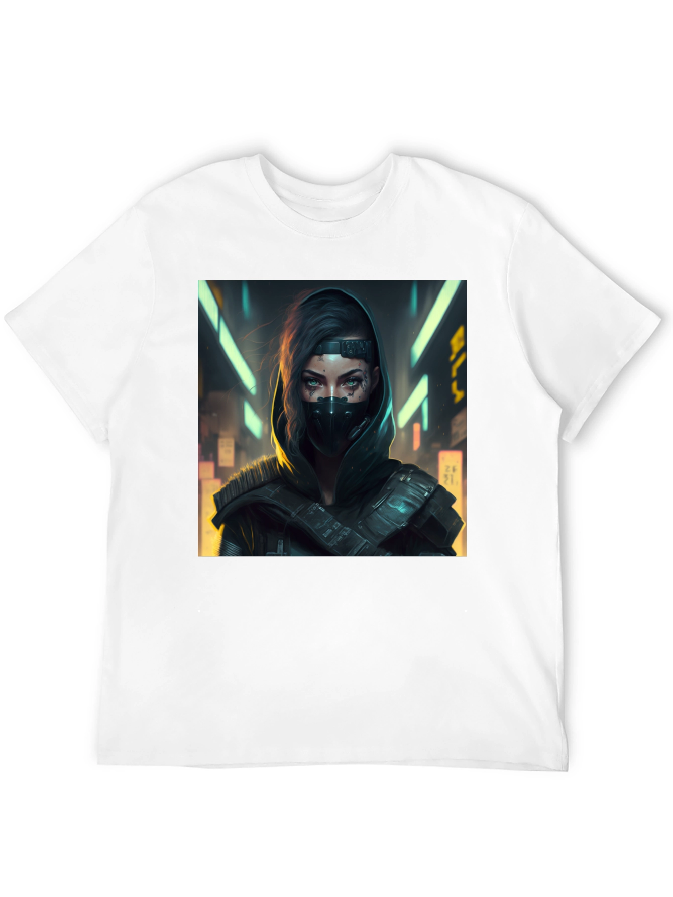 Cyberpunk Woman Graphic Black T-Shirt