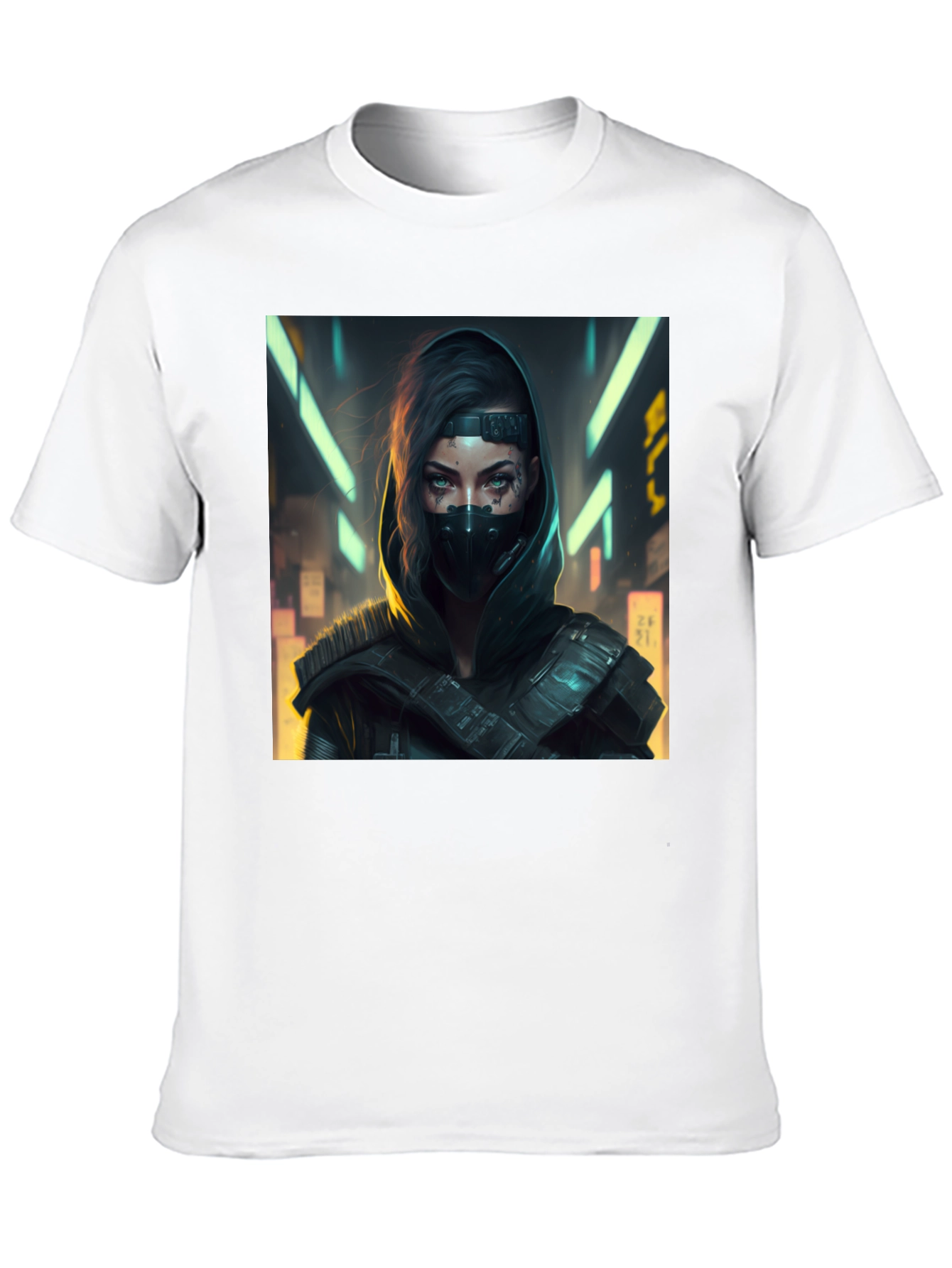Cyberpunk Woman Graphic Black T-Shirt