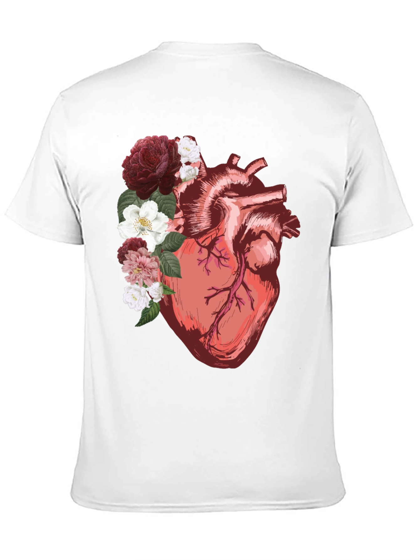 Floral Heart Graphic Tee - Anatomical Art Shirt