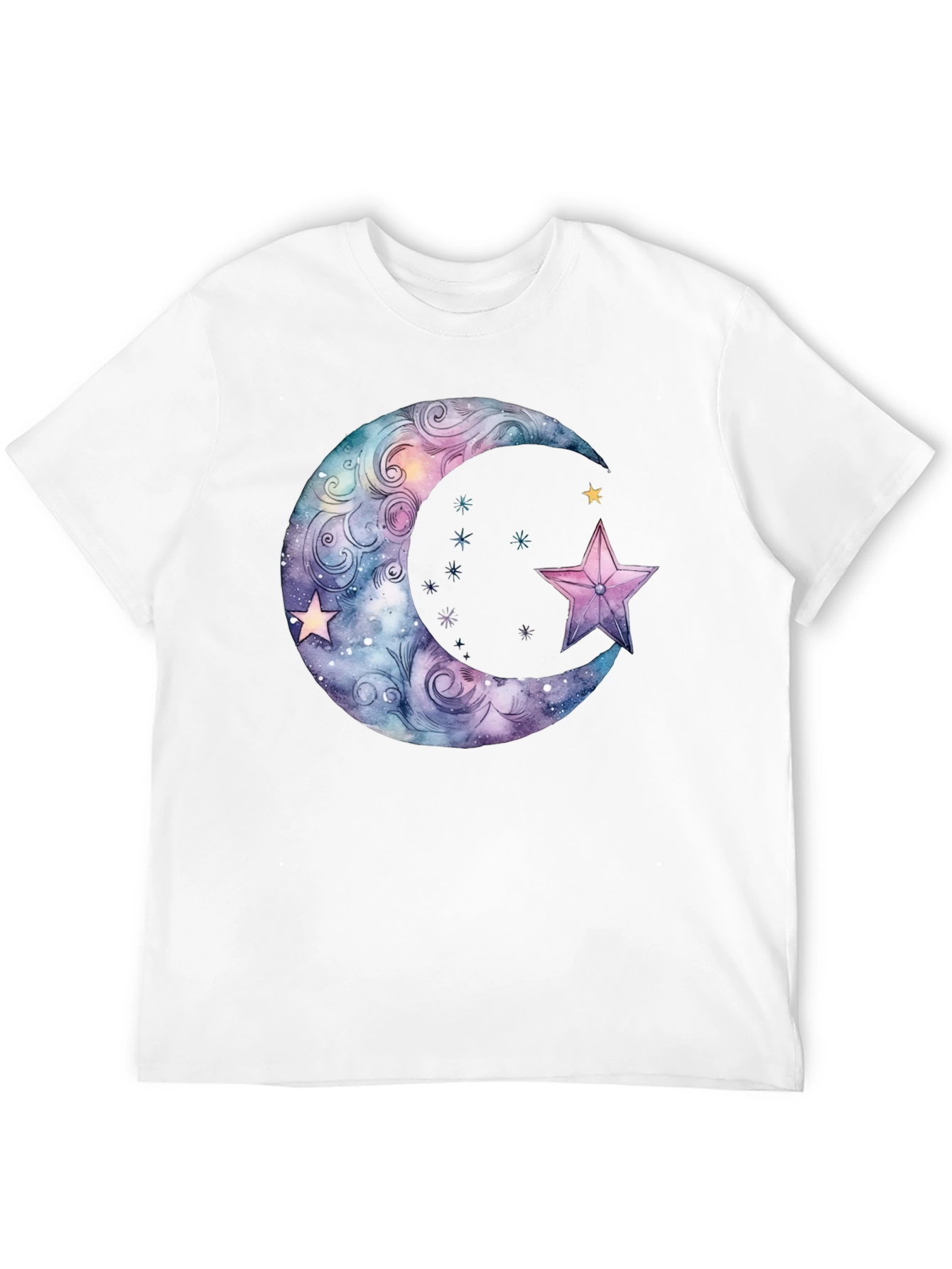 Celestial Moon & Star Graphic Black T-Shirt
