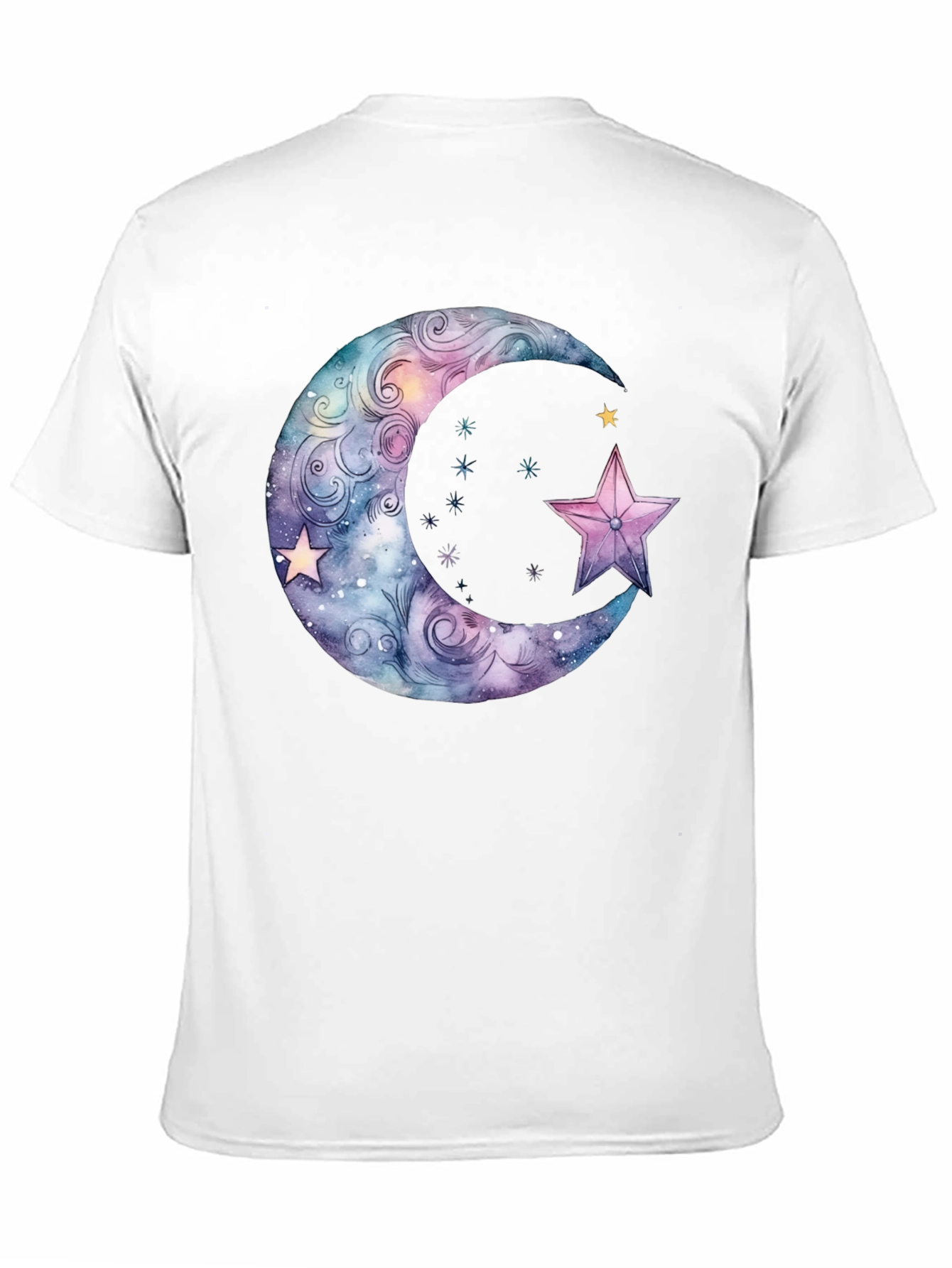 Celestial Moon & Star Graphic Black T-Shirt