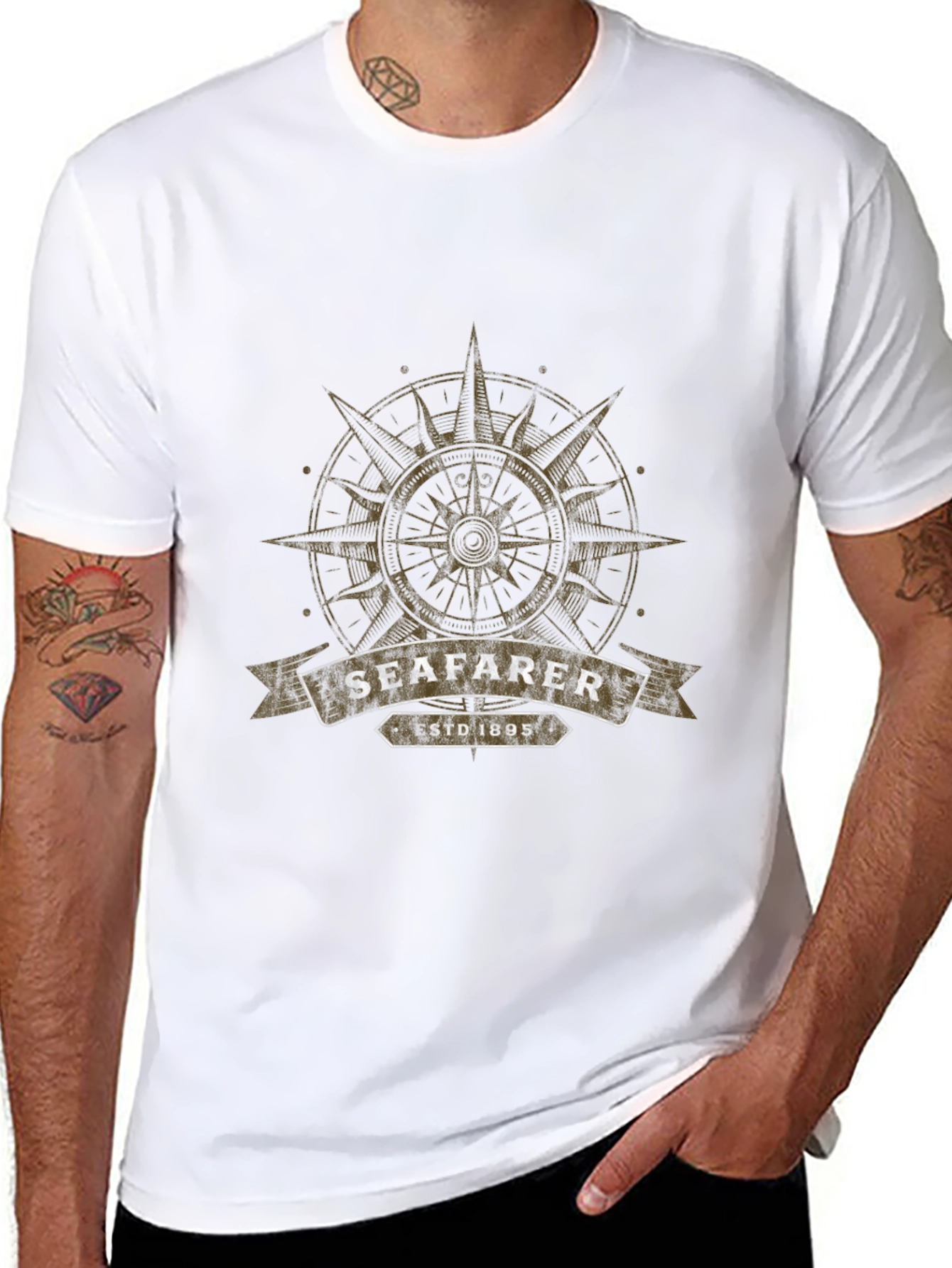 Seafarer Compass Graphic T-Shirt - Black