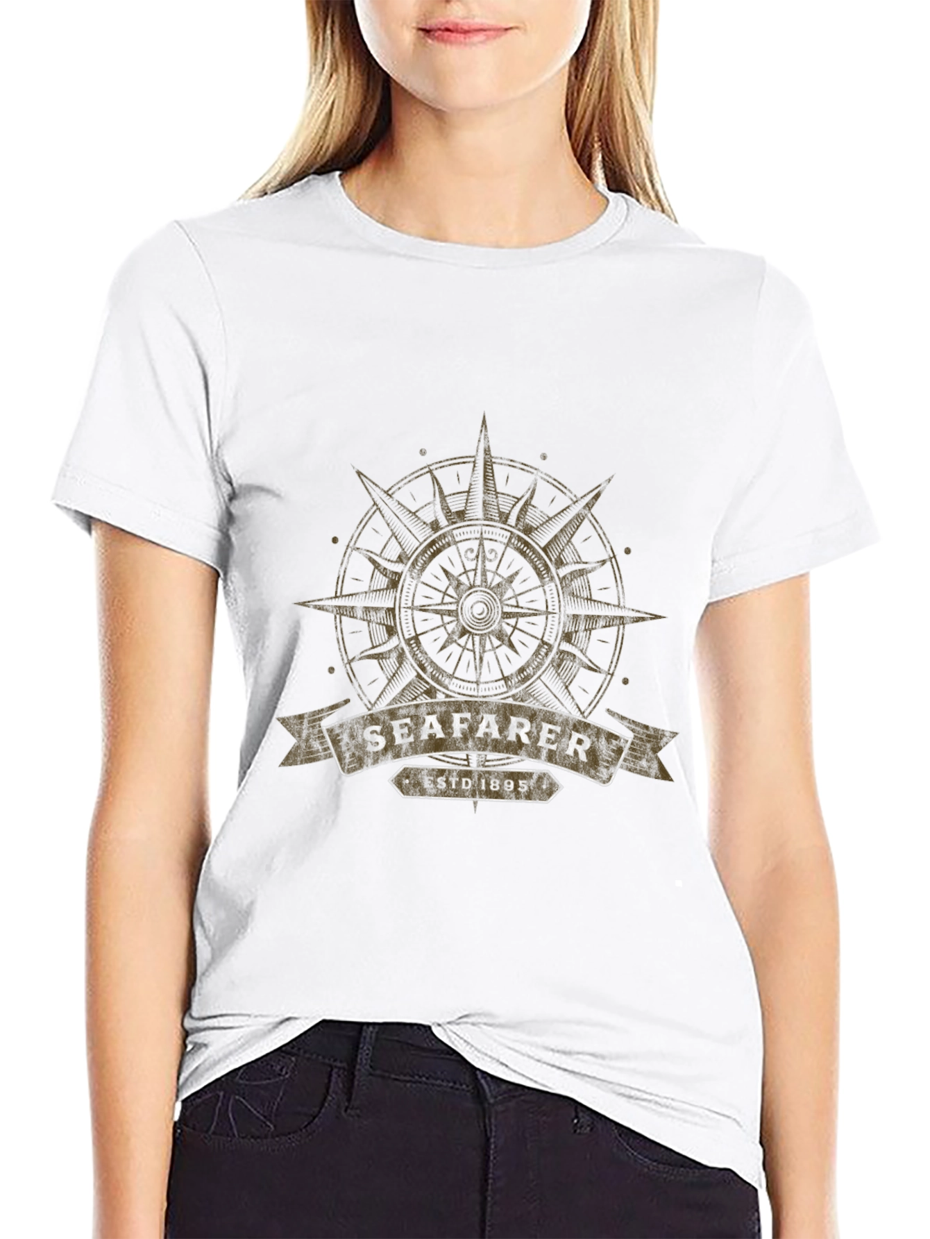 Seafarer Compass Graphic T-Shirt - Black