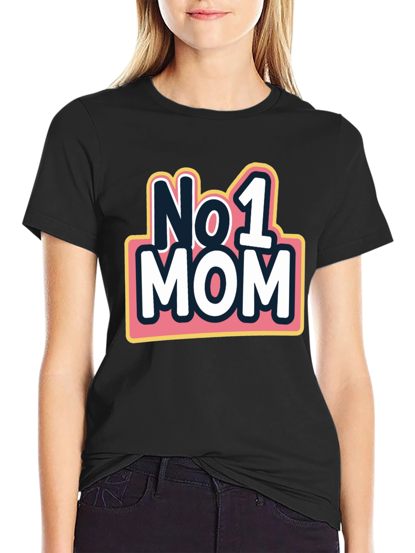 No. 1 Mom Graphic T-Shirt - Black