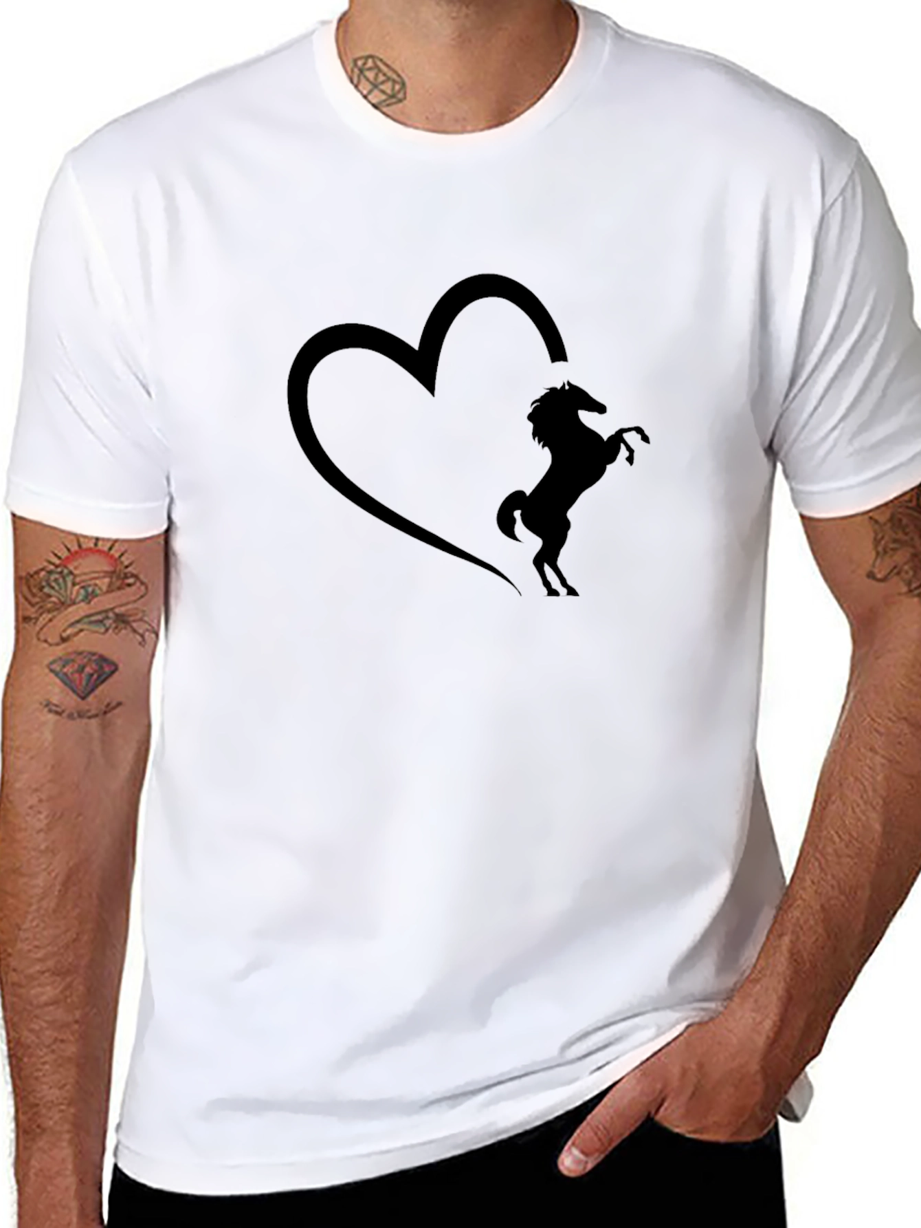 Heart Horse Silhouette Black T-Shirt
