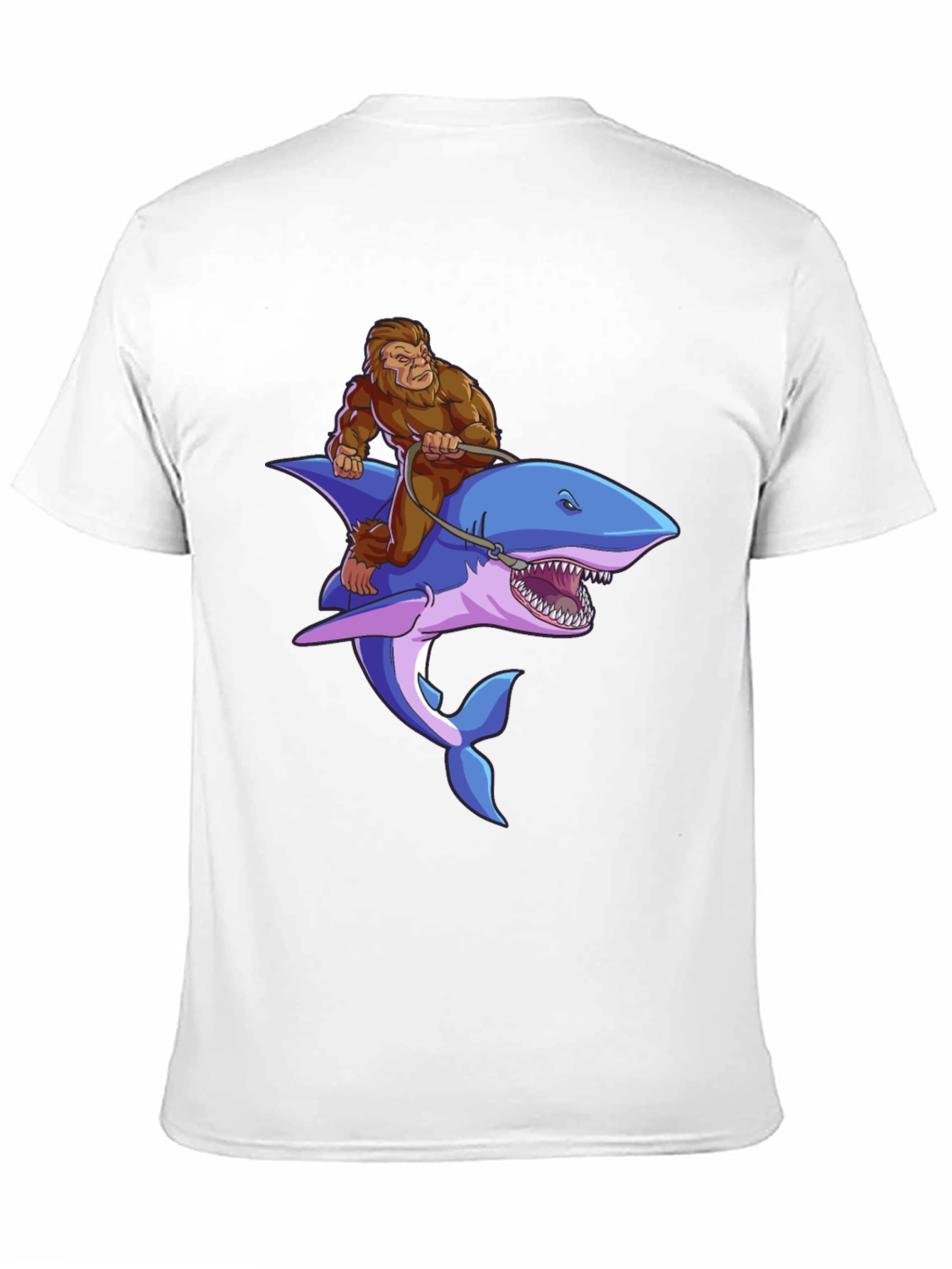 Bigfoot Riding Shark Graphic Tee - Black