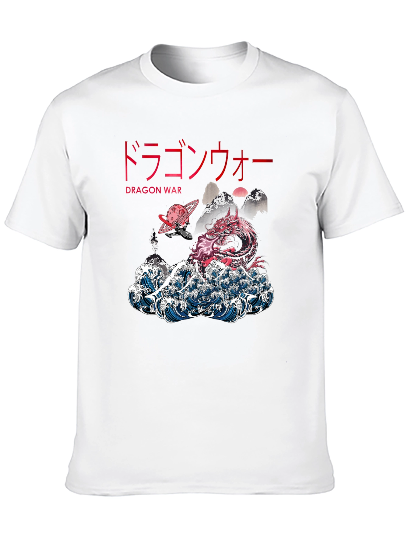 Dragon War Graphic Tee - Japanese Style Wave Design