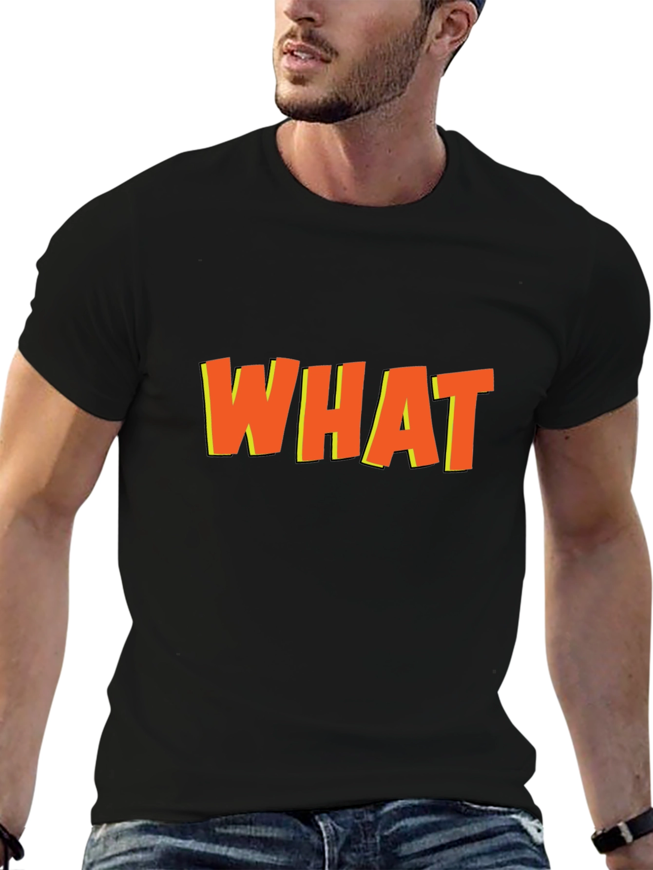 Bold WHAT Graphic Tee - Black Casual T-Shirt