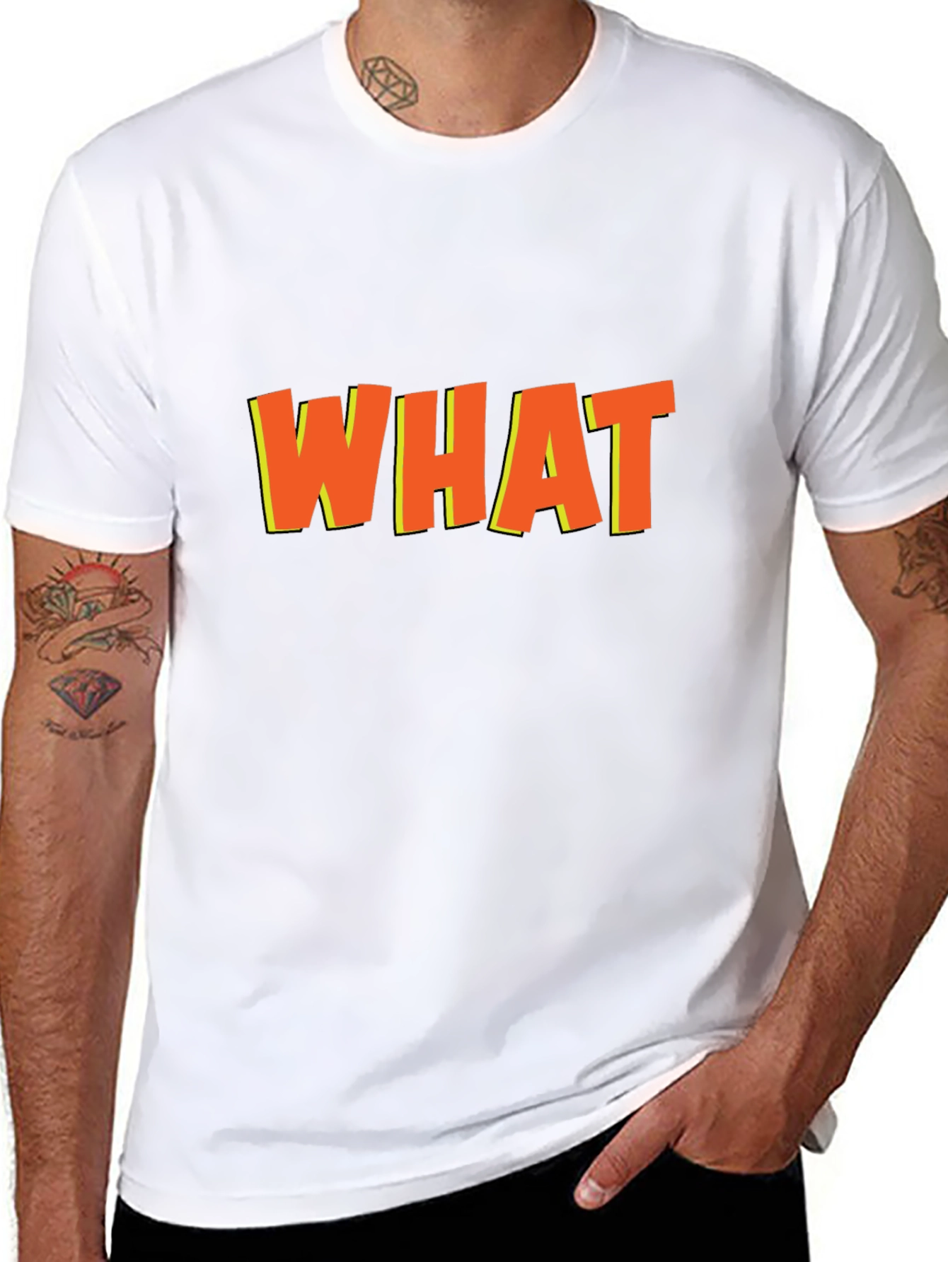 Bold WHAT Graphic Tee - Black Casual T-Shirt