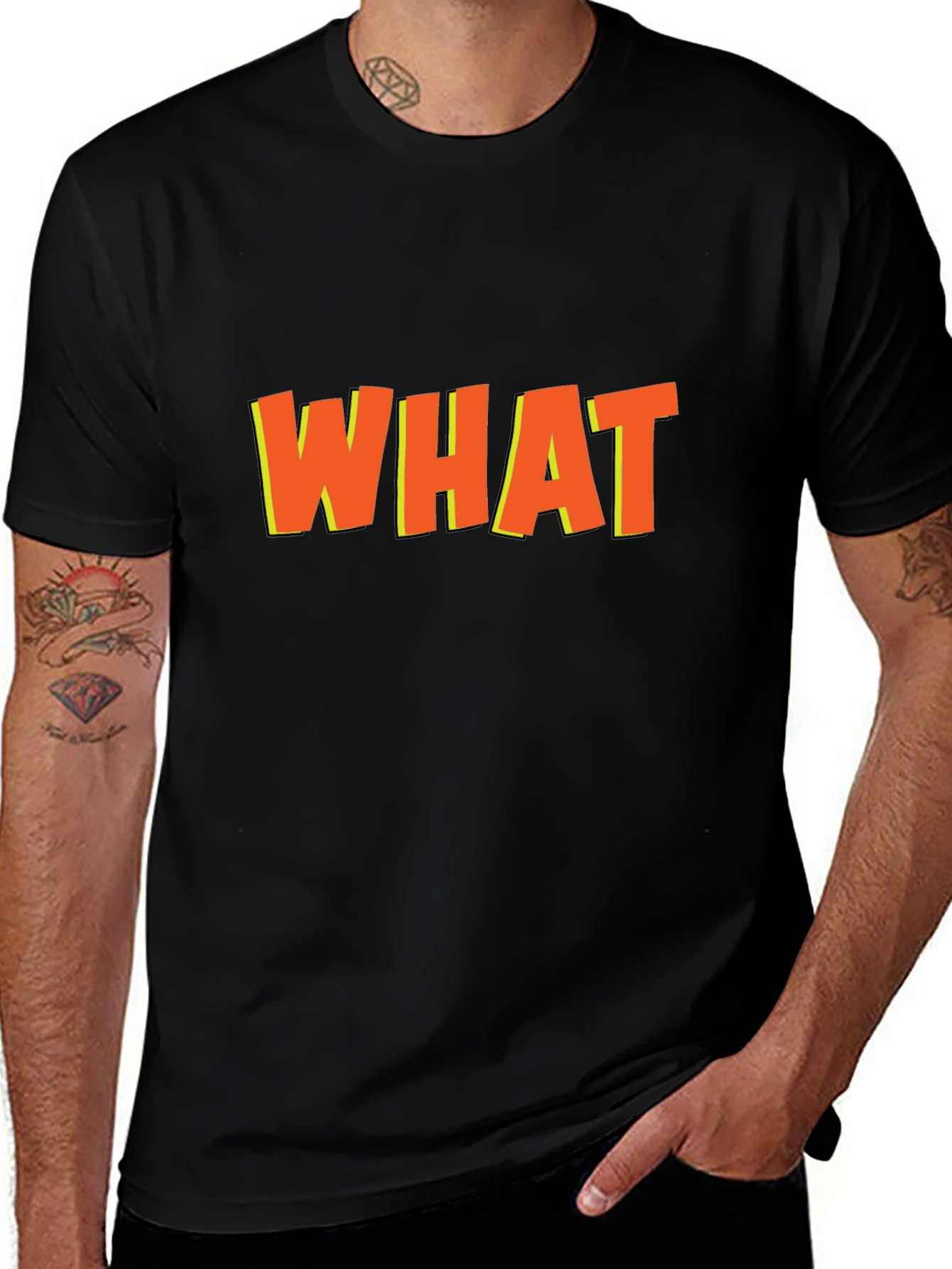 Bold WHAT Graphic Tee - Black Casual T-Shirt