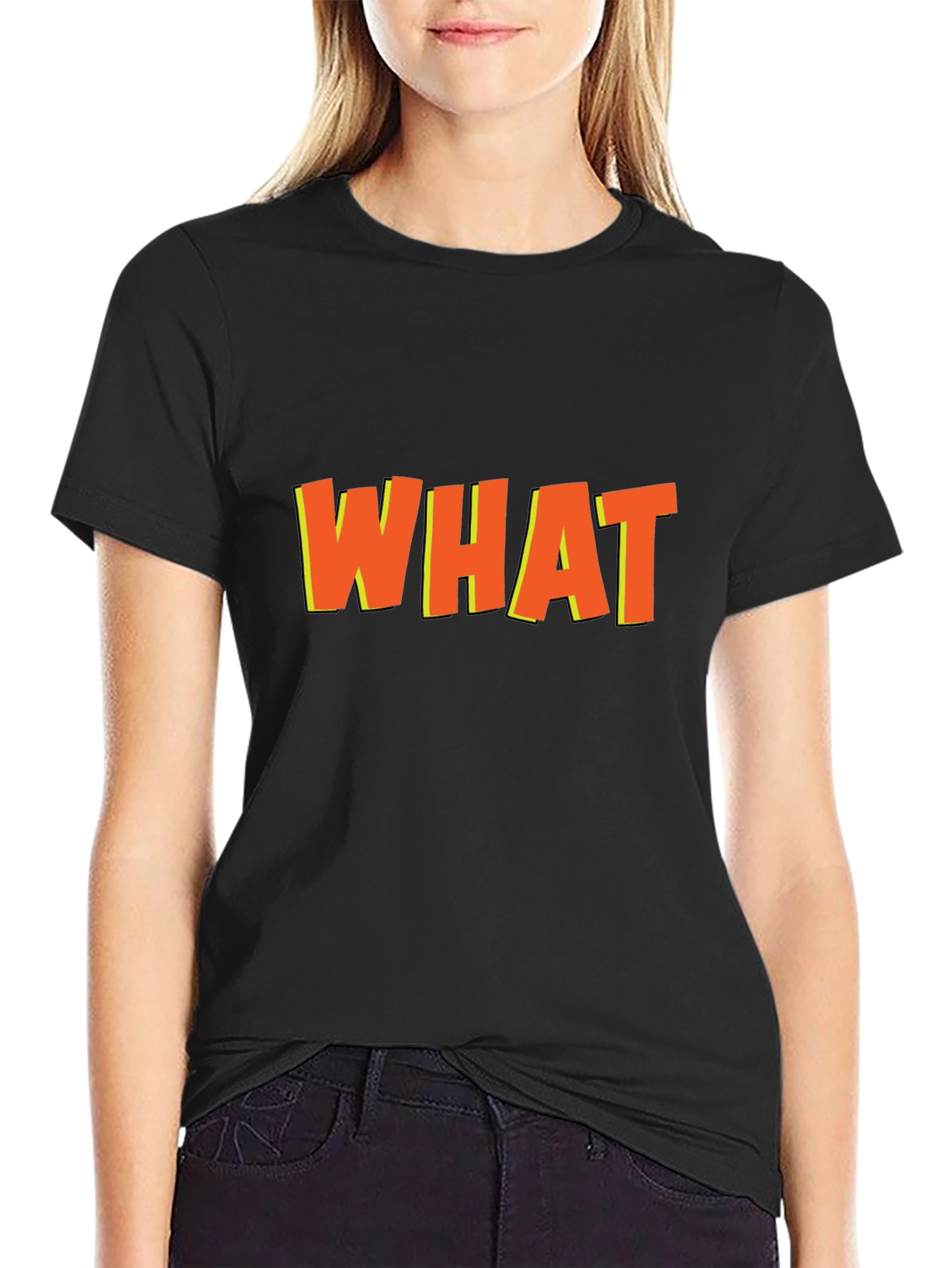 Bold WHAT Graphic Tee - Black Casual T-Shirt