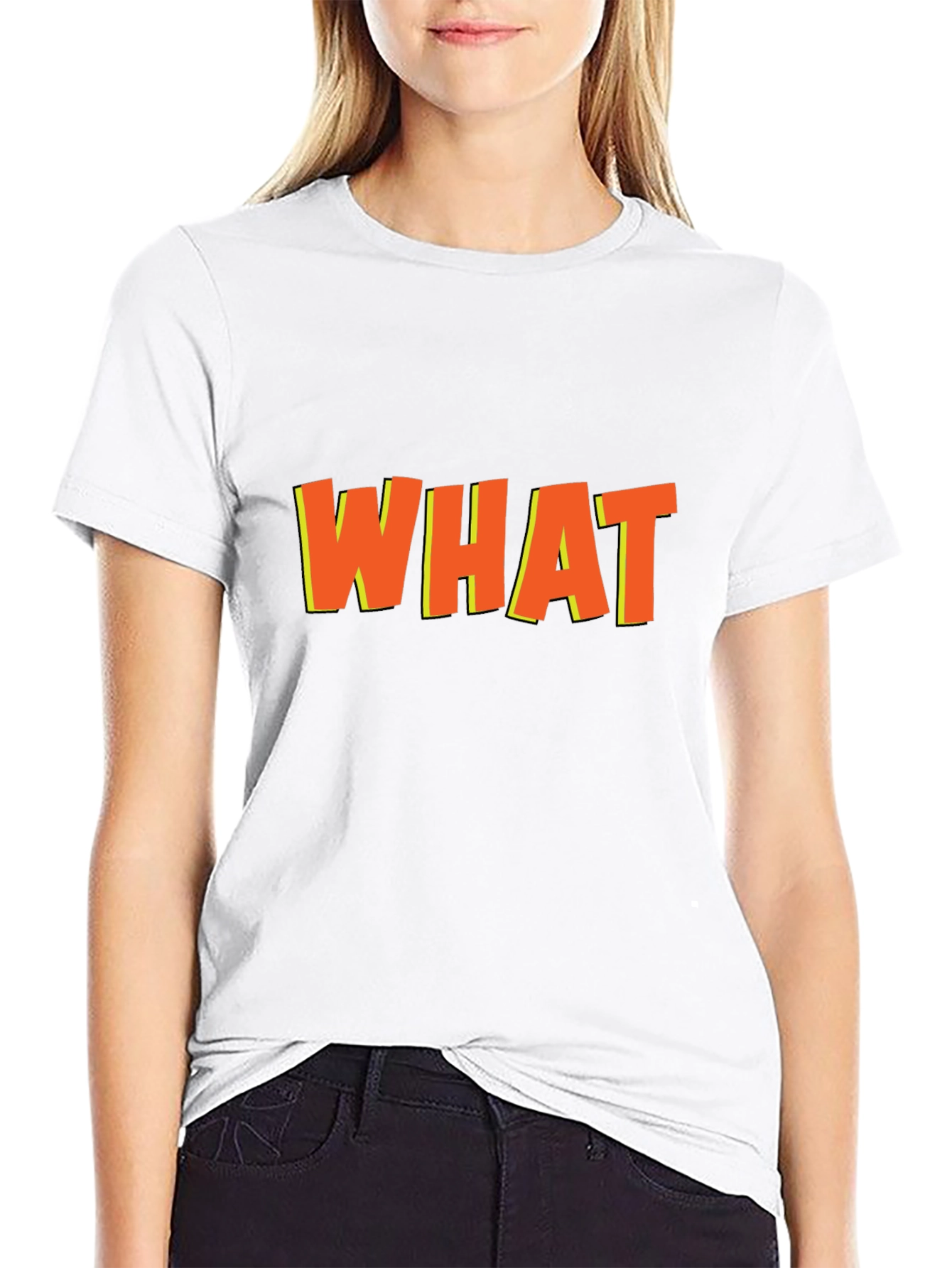 Bold WHAT Graphic Tee - Black Casual T-Shirt