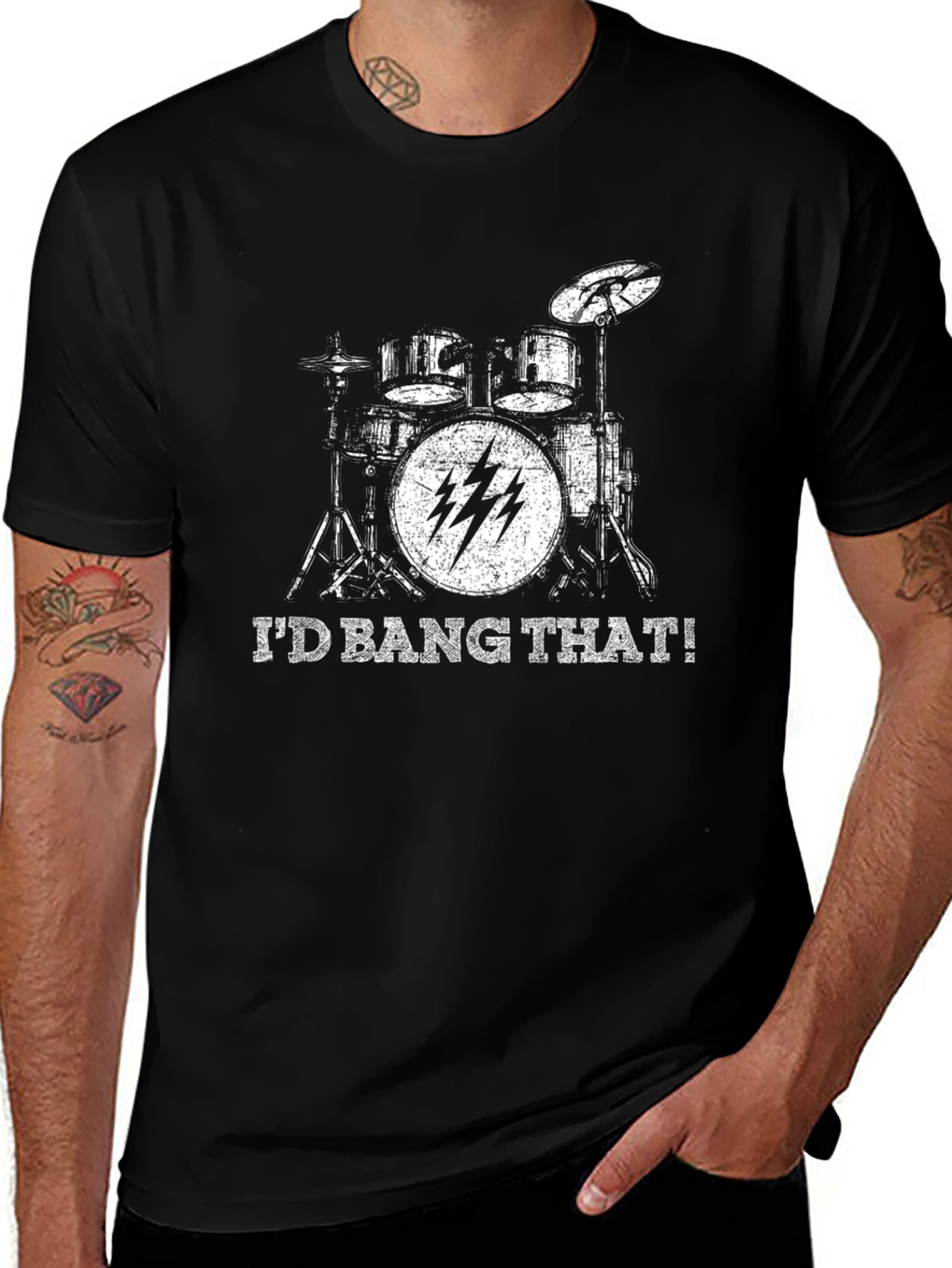 Id Bang That Drum Set Black T-Shirt