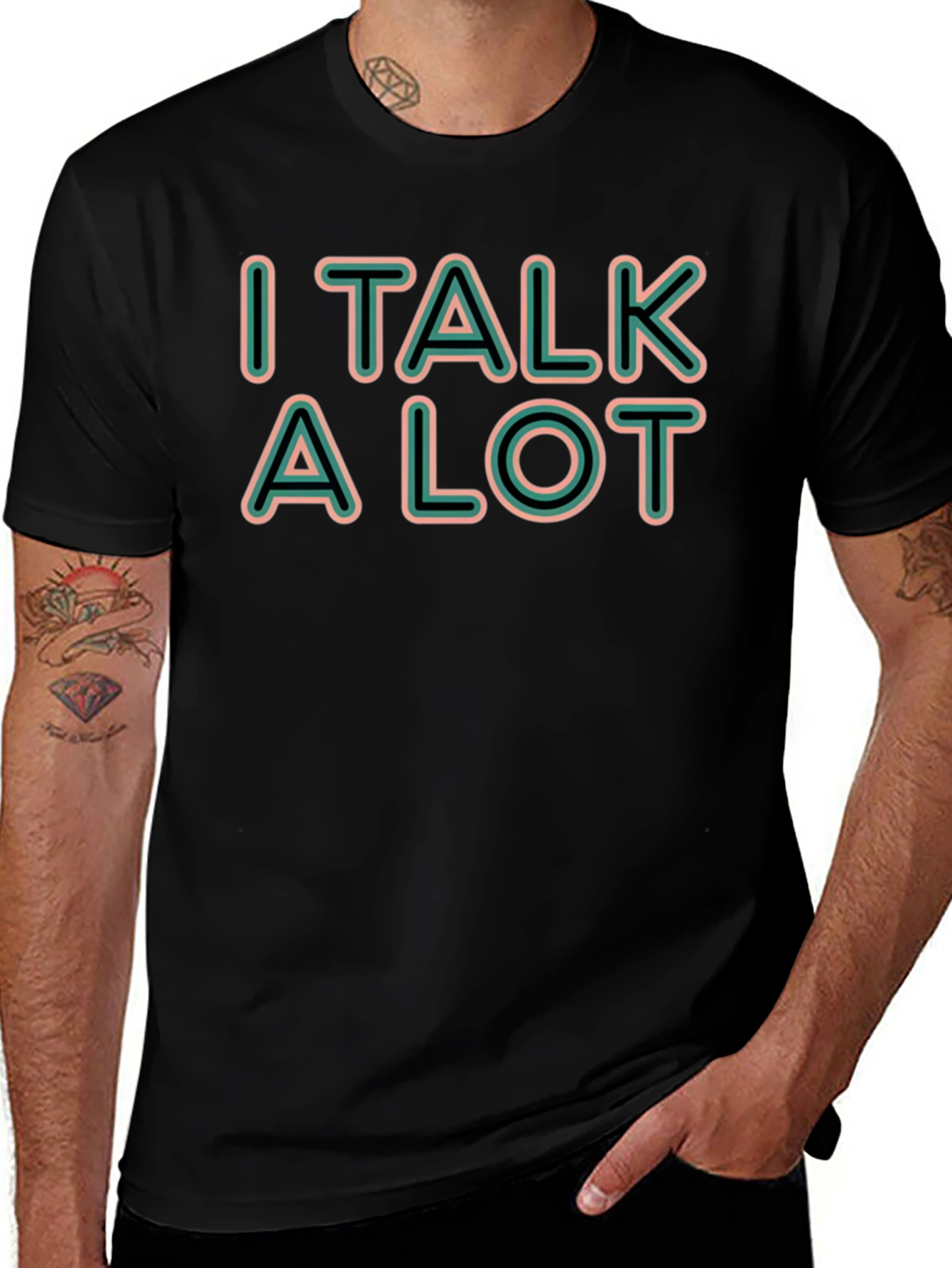 I Talk a Lot Black Graphic T-Shirt