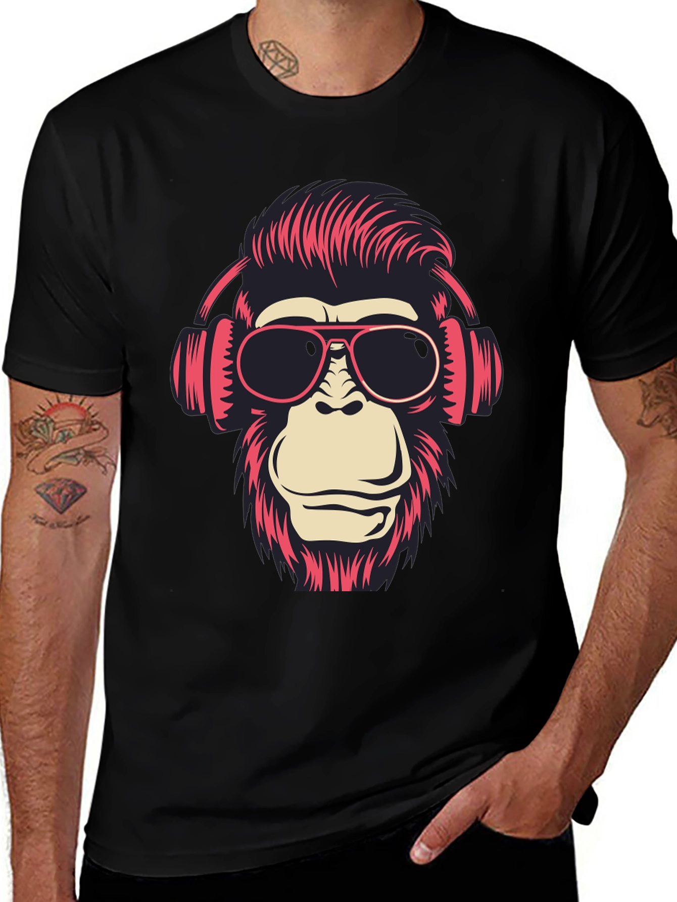 Cool Monkey Graphic T-Shirt - Black