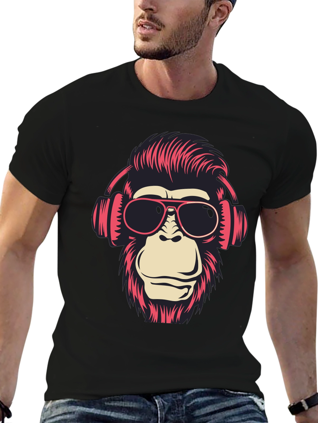 Cool Monkey Graphic T-Shirt - Black